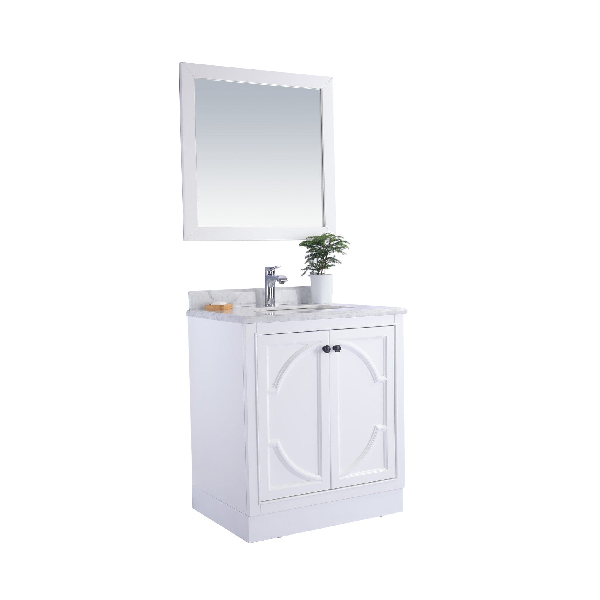 Odyssey 30" White Bathroom Vanity with Black Wood Marble Countertop