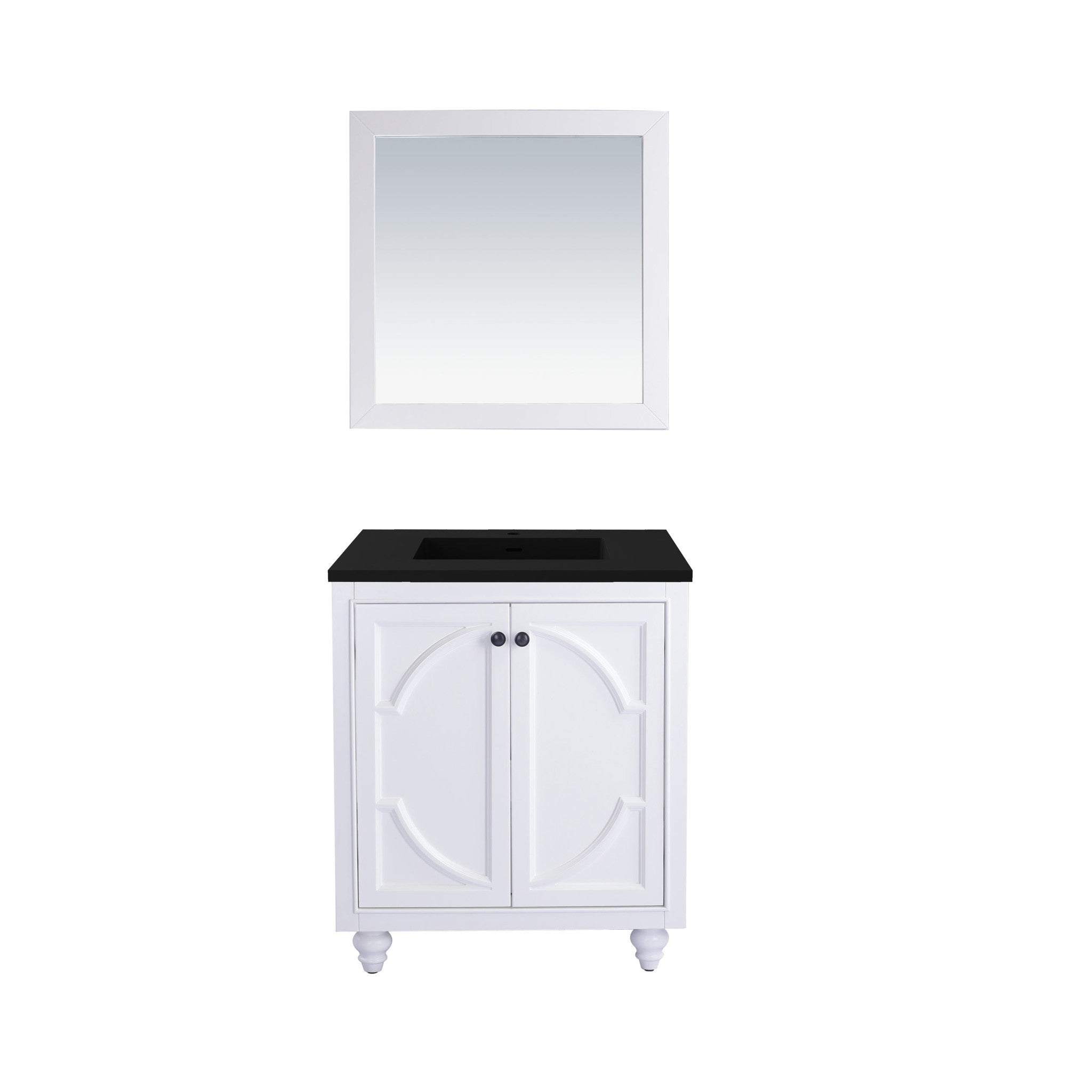 Odyssey 30" White Bathroom Vanity with Matte Black VIVA Stone Solid Surface Countertop