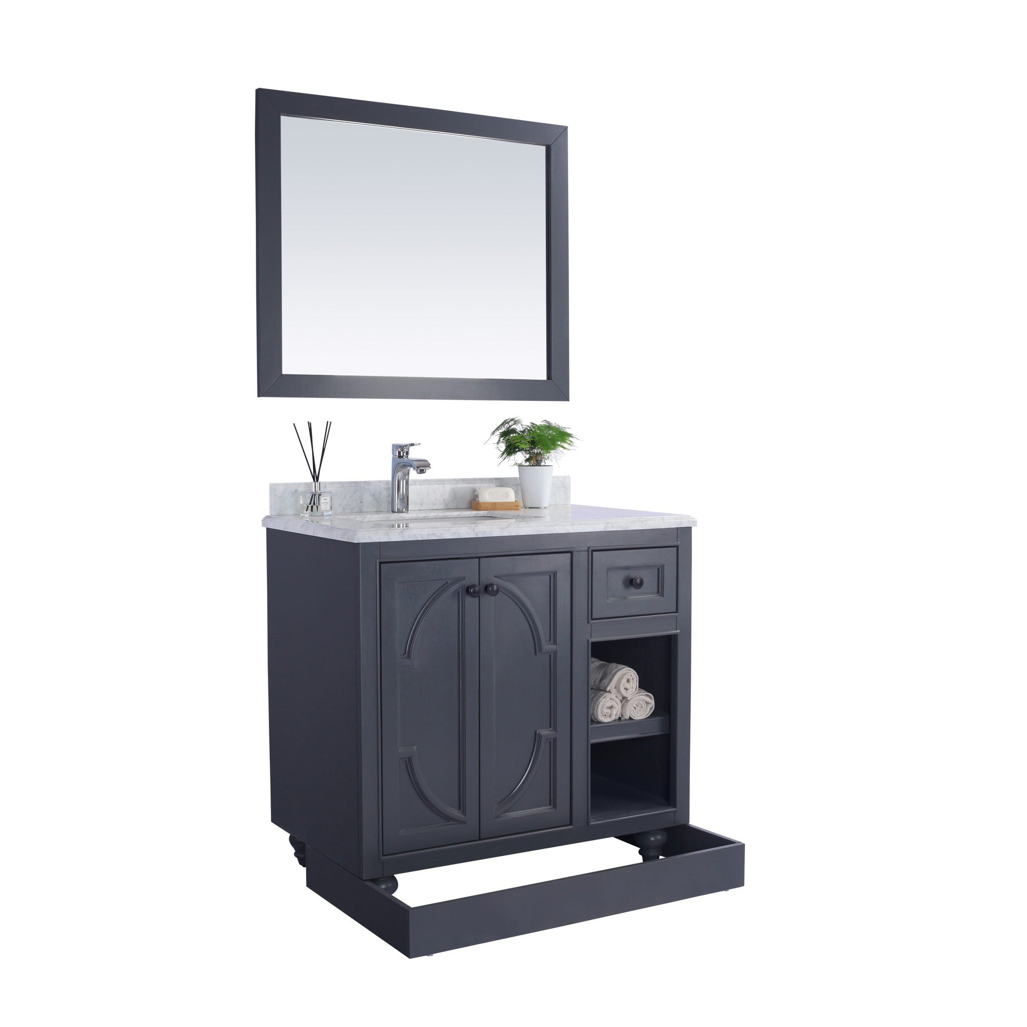 Odyssey 36" Maple Grey Bathroom Vanity with Matte White VIVA Stone Solid Surface Countertop