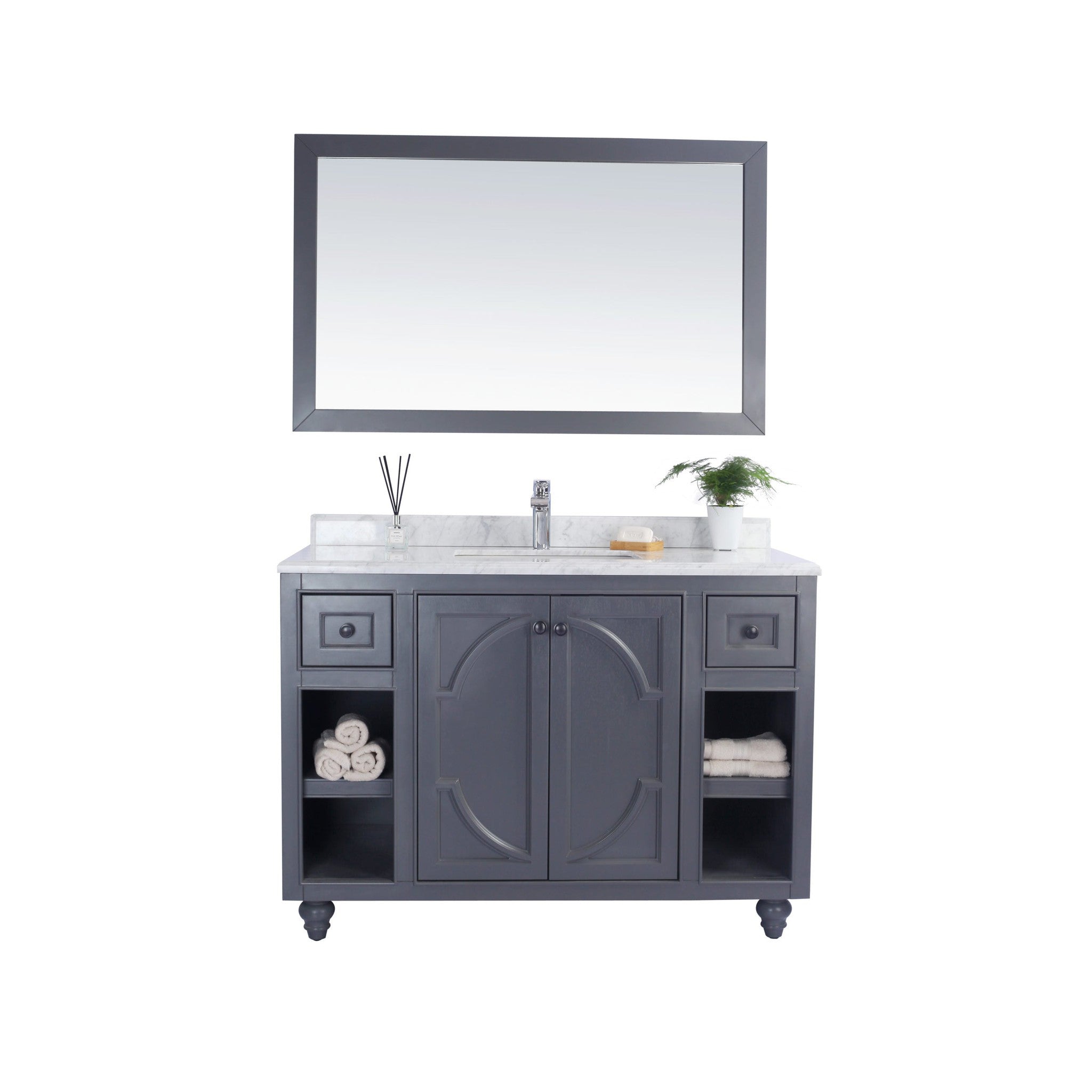 Odyssey 48" Maple Grey Bathroom Vanity with White Carrara Marble Countertop