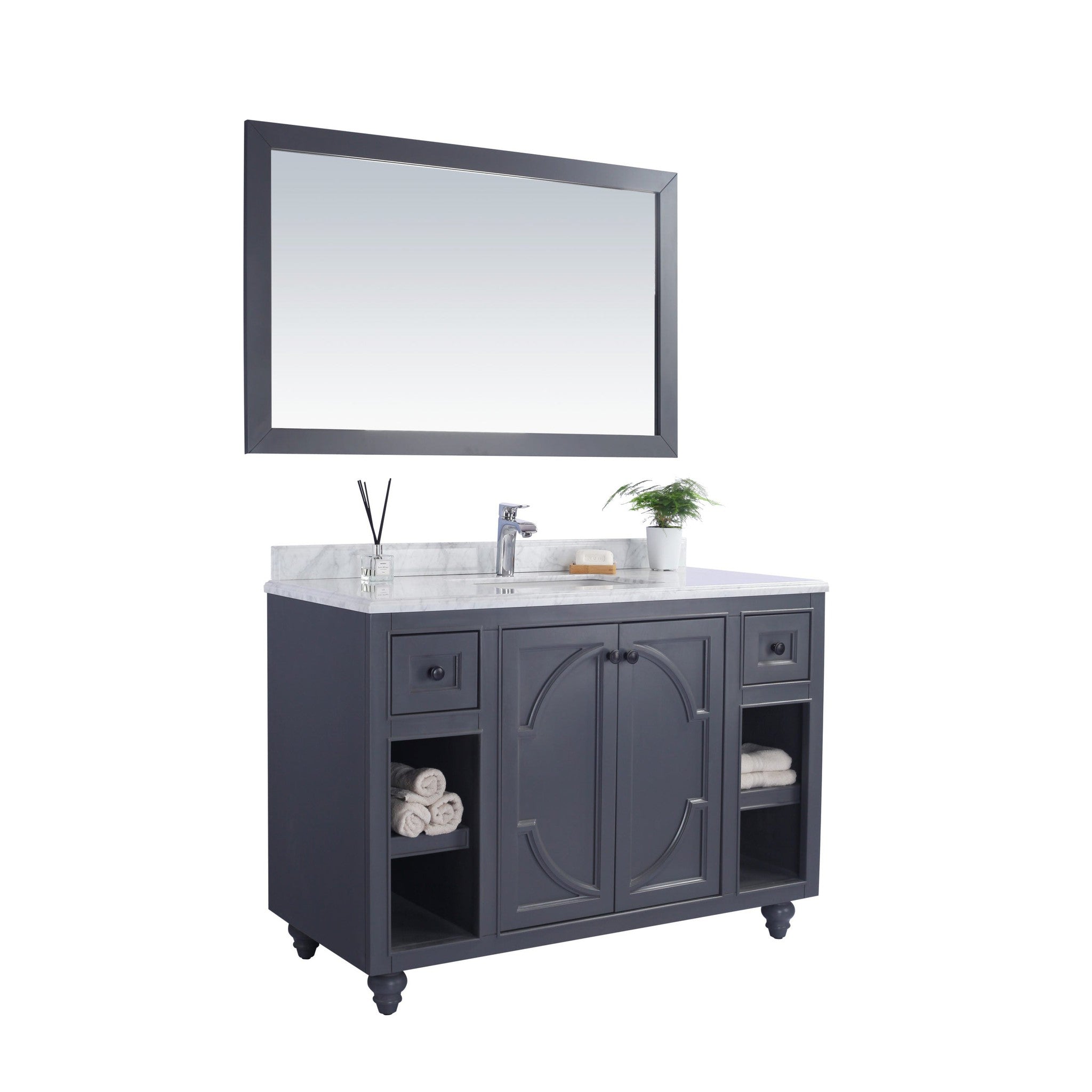 Odyssey 48" Maple Grey Bathroom Vanity with White Carrara Marble Countertop