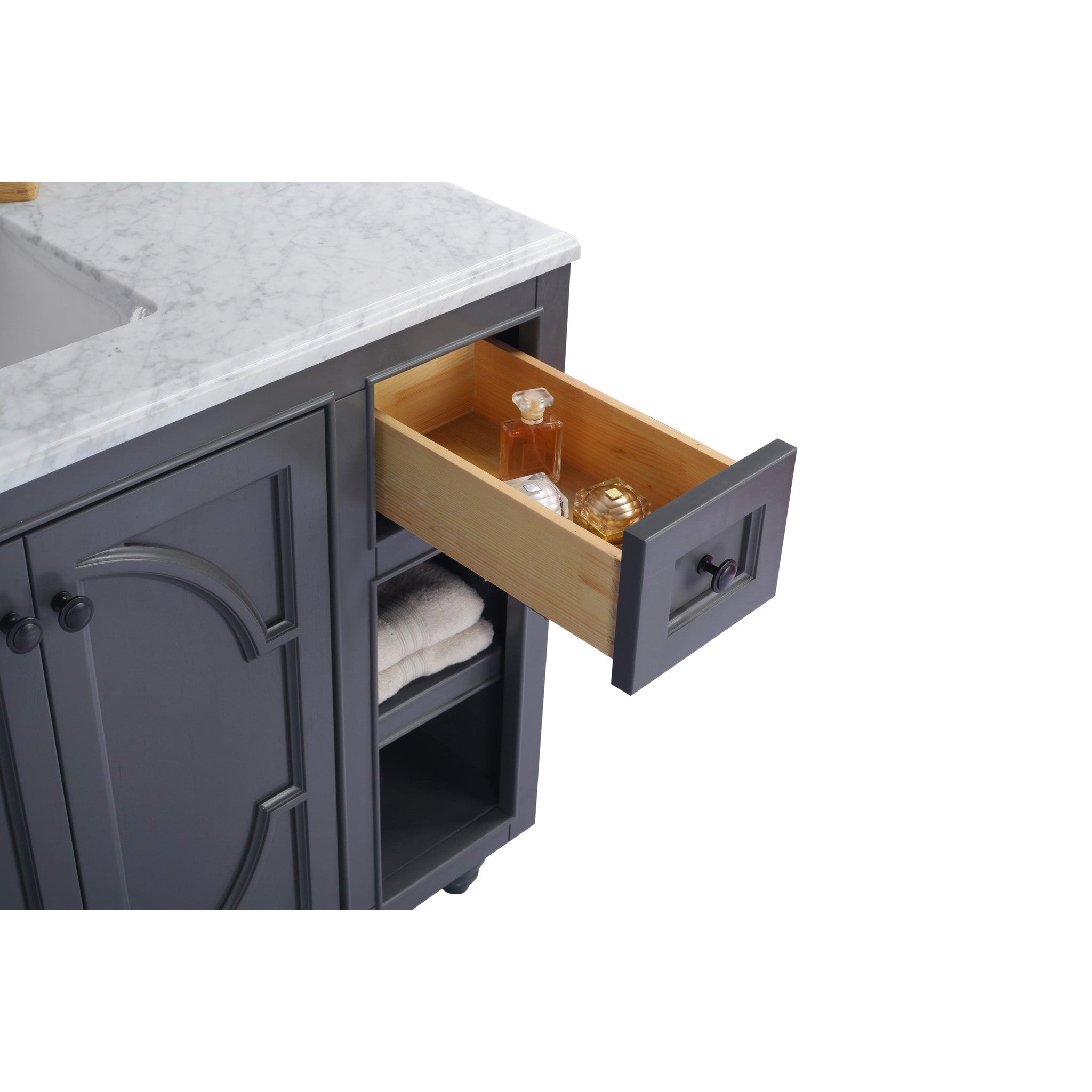 Odyssey 48" Maple Grey Bathroom Vanity with White Carrara Marble Countertop