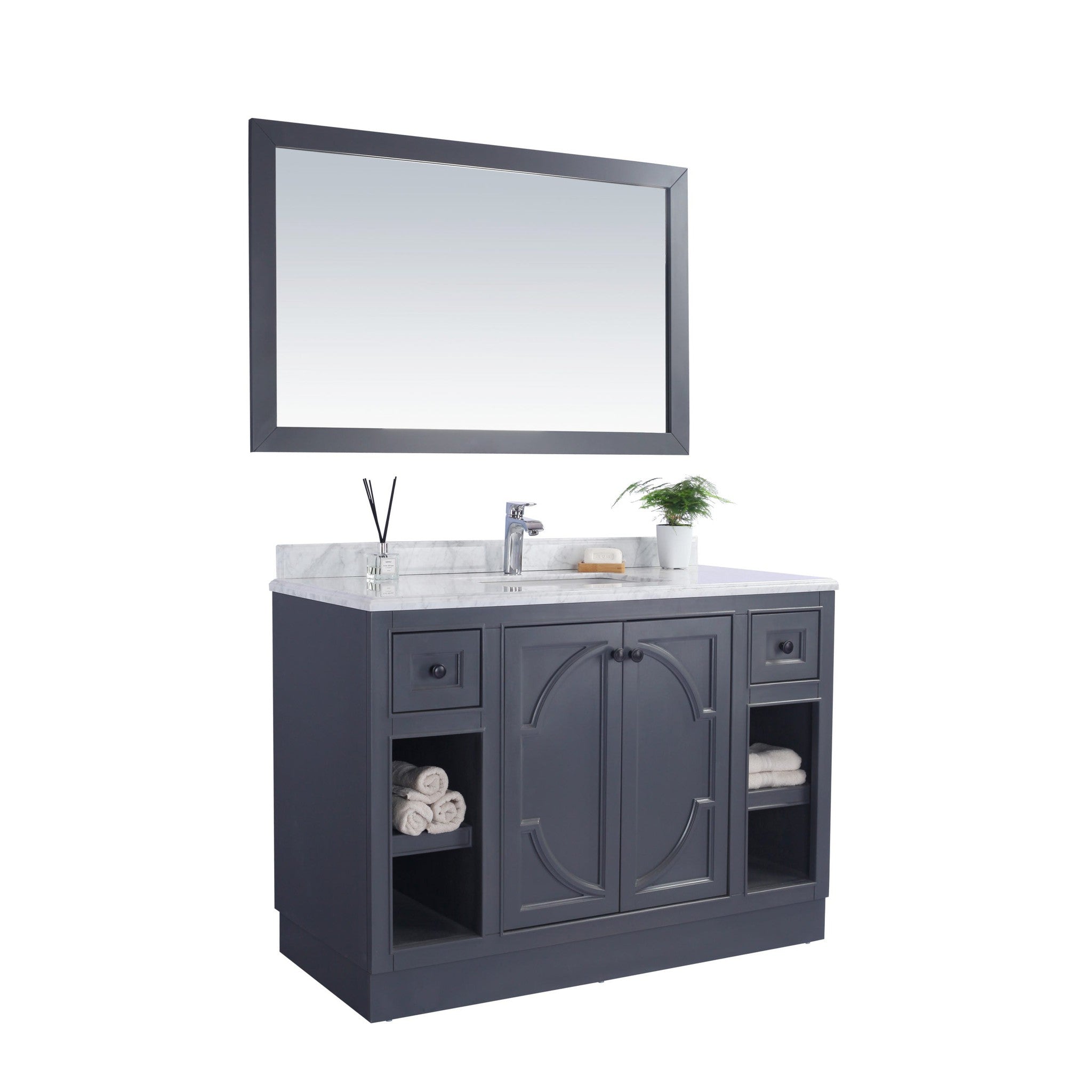 Odyssey 48" Maple Grey Bathroom Vanity with White Carrara Marble Countertop