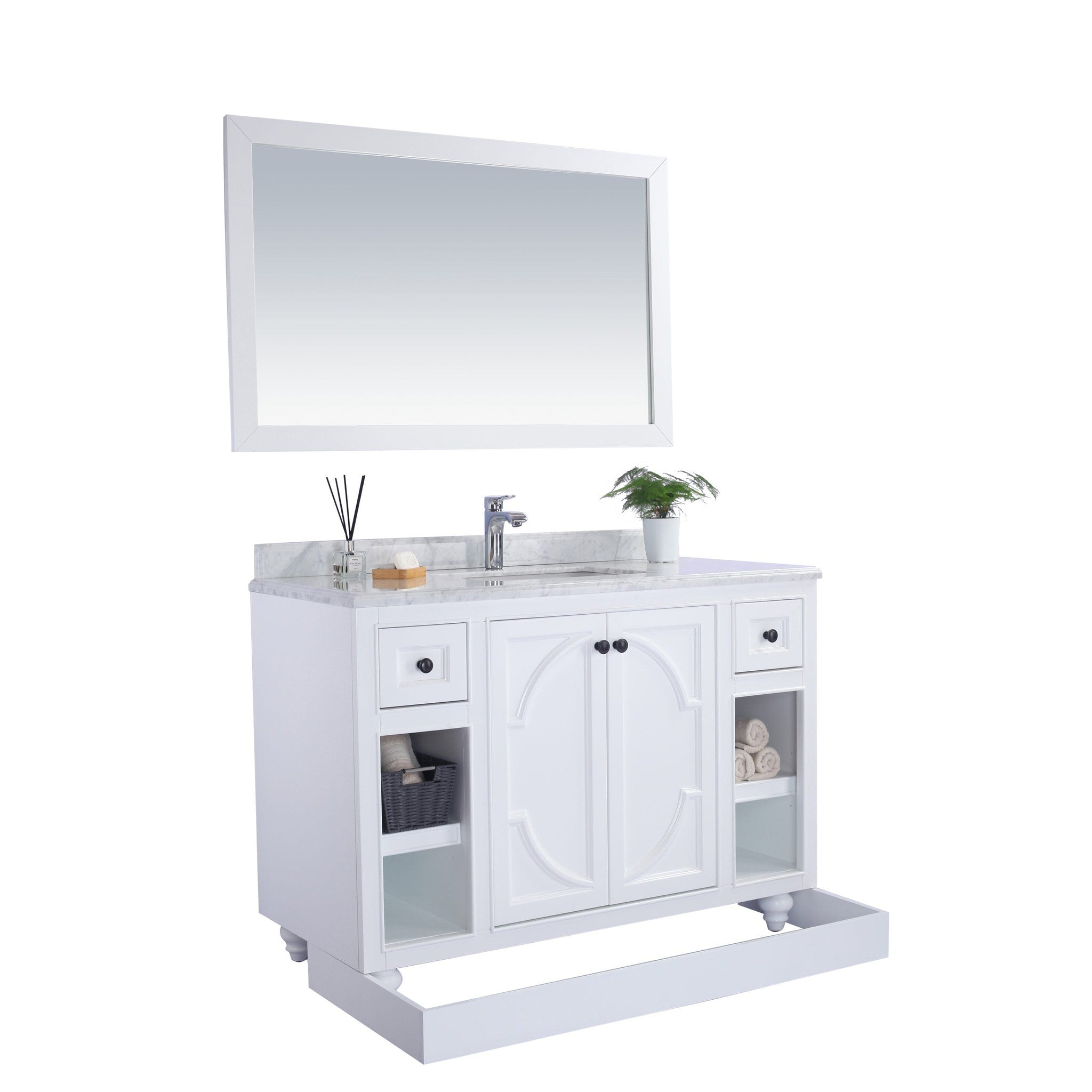 Odyssey 48" White Bathroom Vanity with Black Wood Marble Countertop