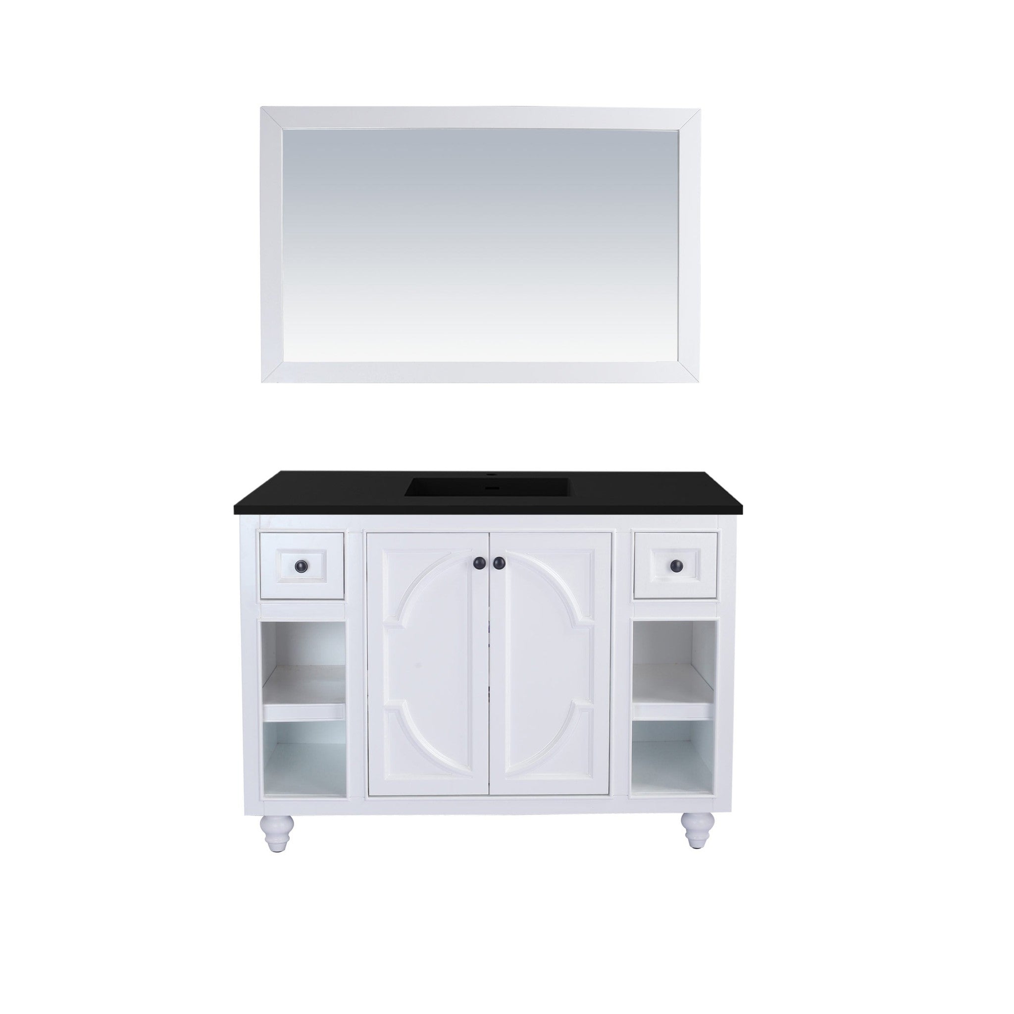 Odyssey 48" White Bathroom Vanity with Matte Black VIVA Stone Solid Surface Countertop