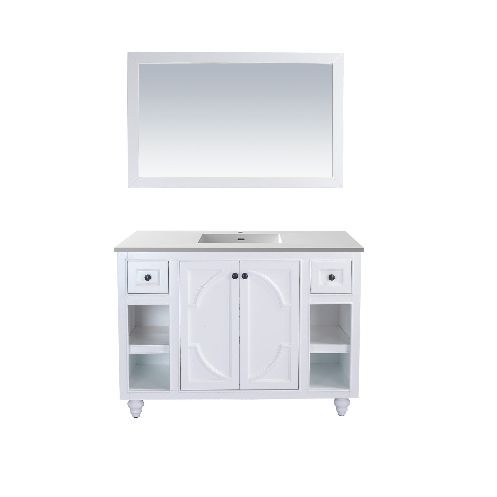 Odyssey 48" White Bathroom Vanity with Matte White VIVA Stone Solid Surface Countertop