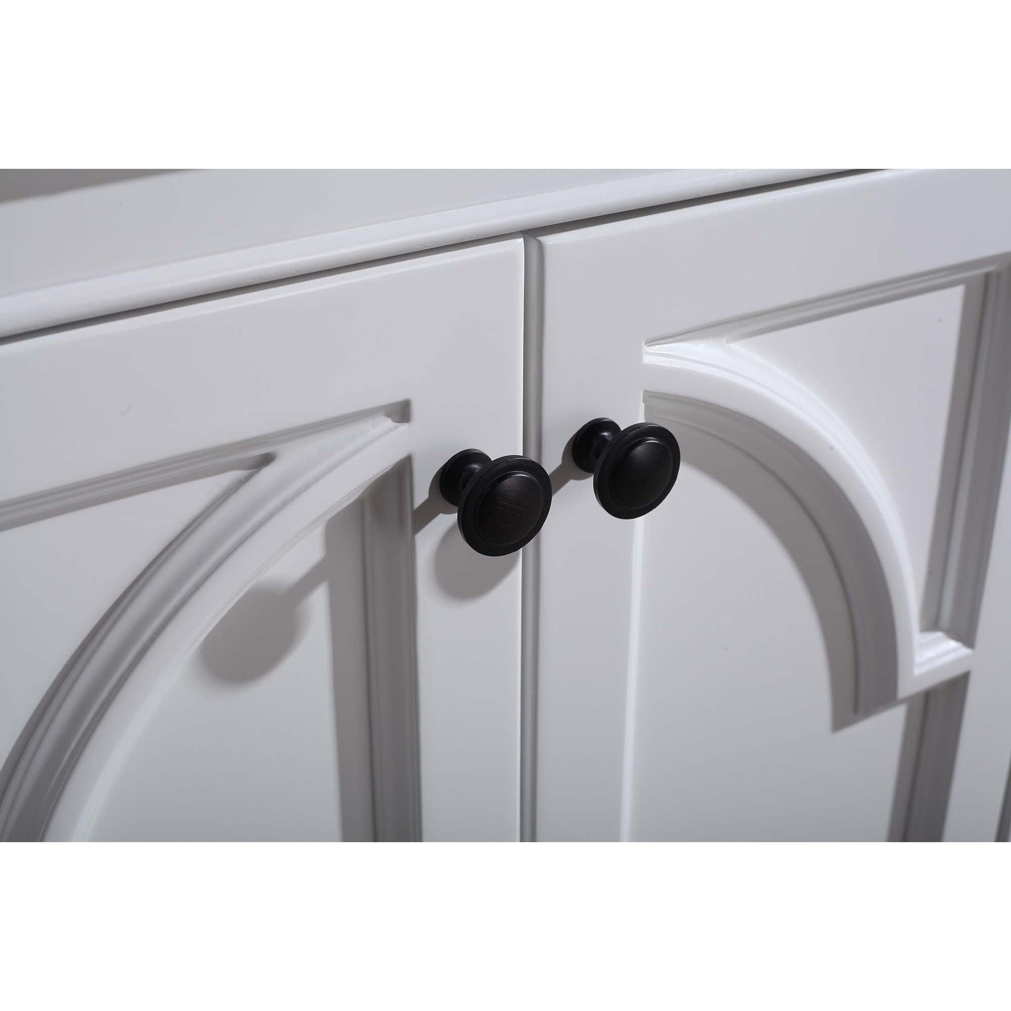 Odyssey 60" White Double Sink Bathroom Vanity with Black Wood Marble Countertop