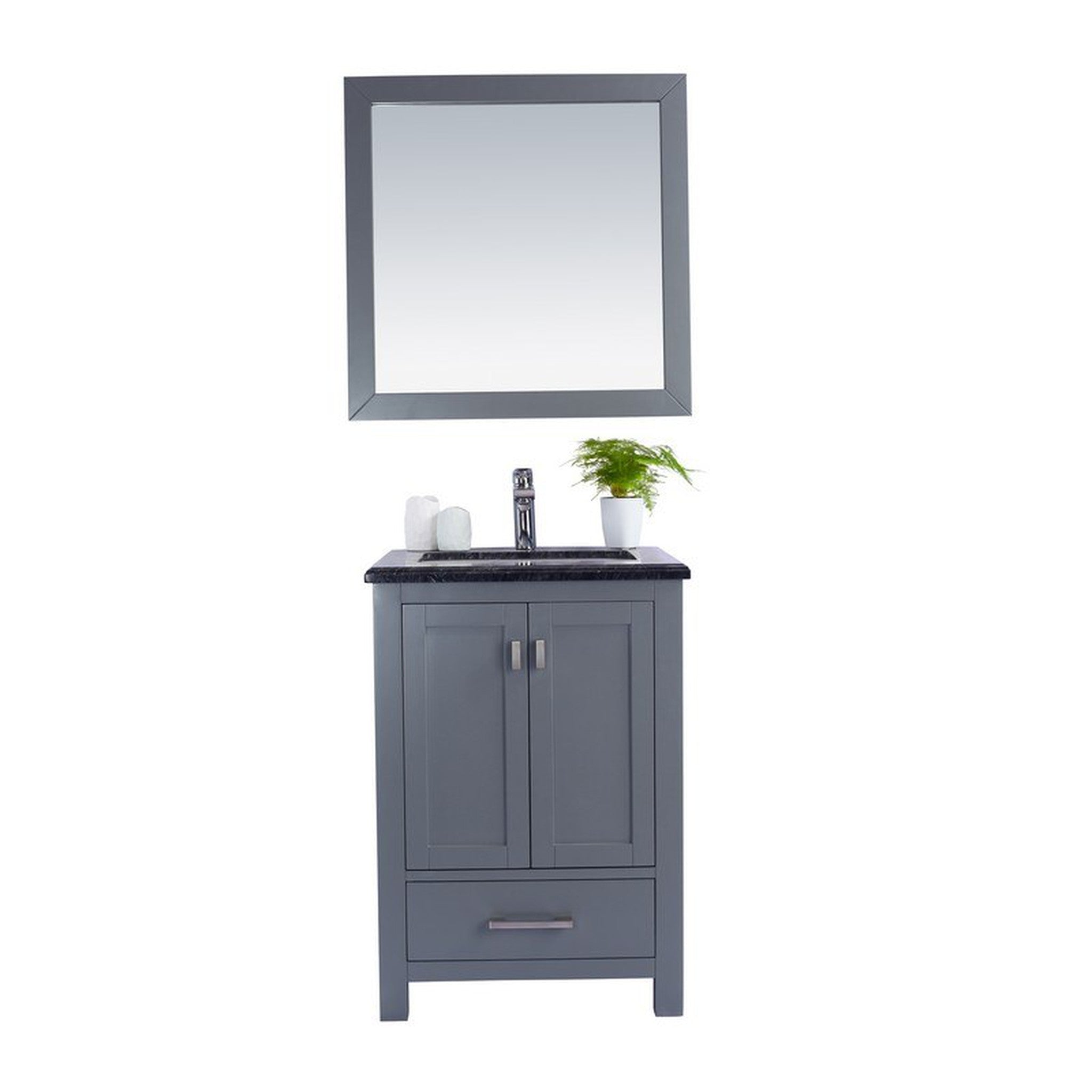 Wilson 24" Grey Bathroom Vanity with Black Wood Marble Countertop