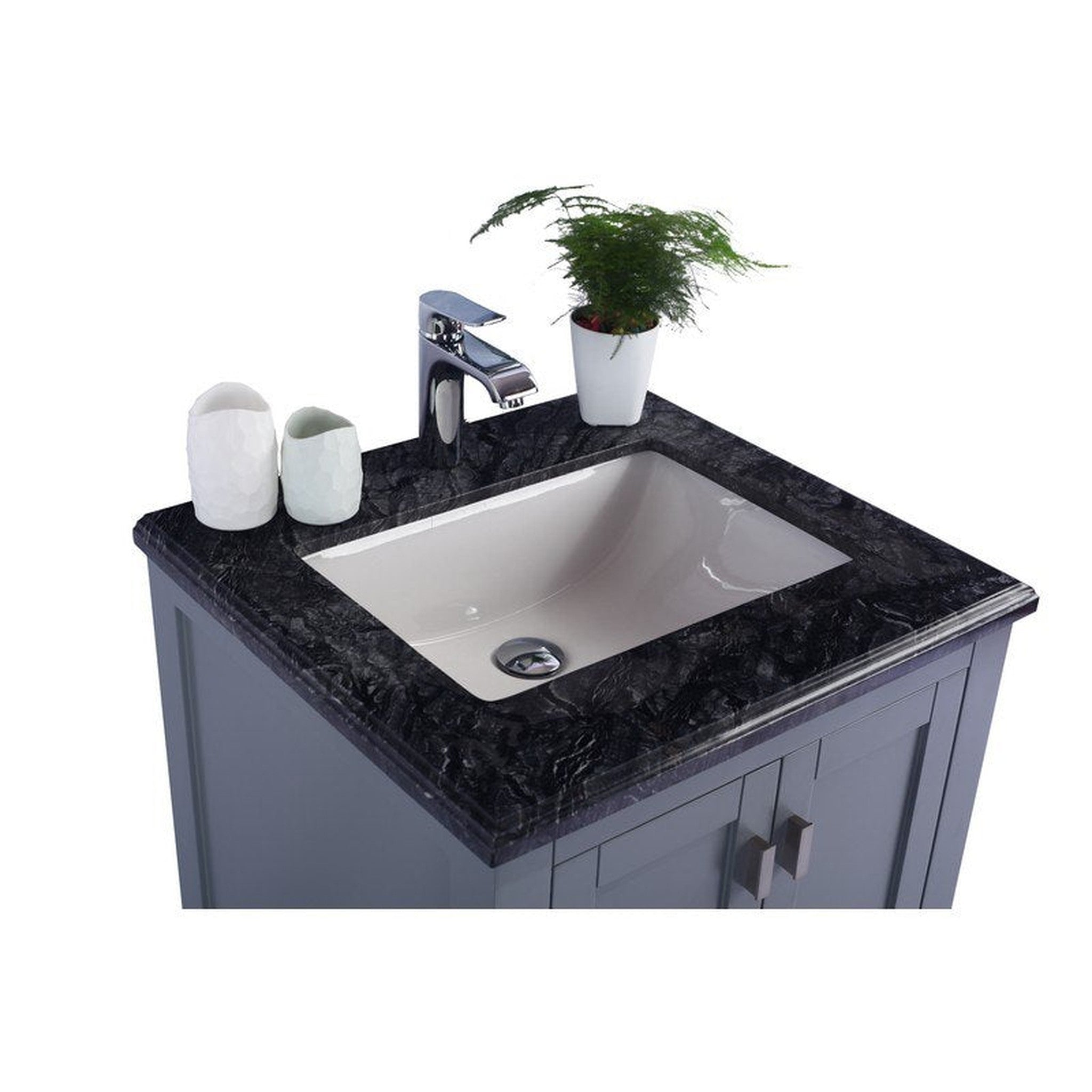 Wilson 24" Grey Bathroom Vanity with Black Wood Marble Countertop