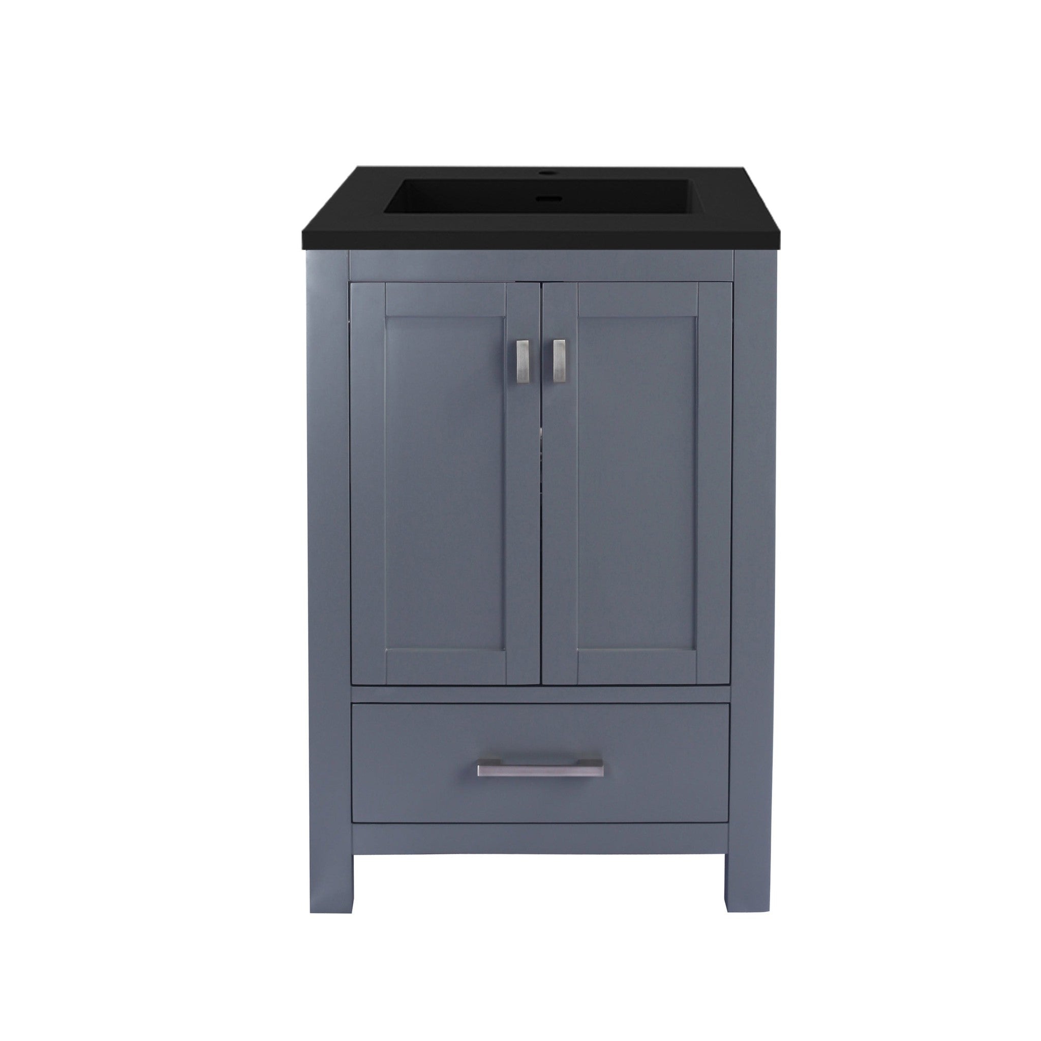 Wilson 24" Grey Bathroom Vanity with Matte Black VIVA Stone Solid Surface Countertop