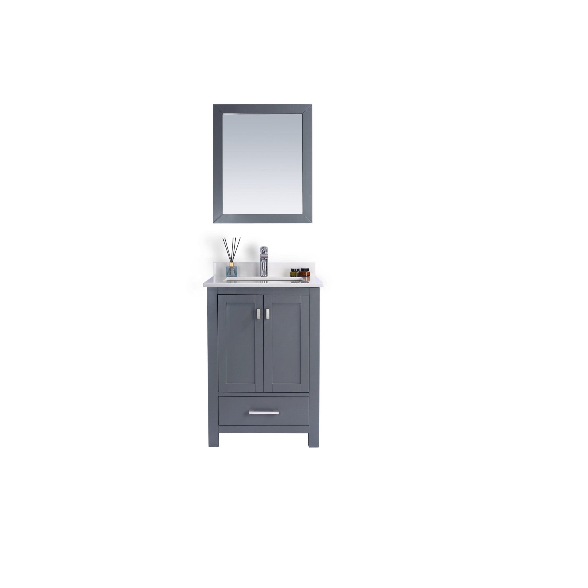 Wilson 24" Grey Bathroom Vanity with White Quartz Countertop