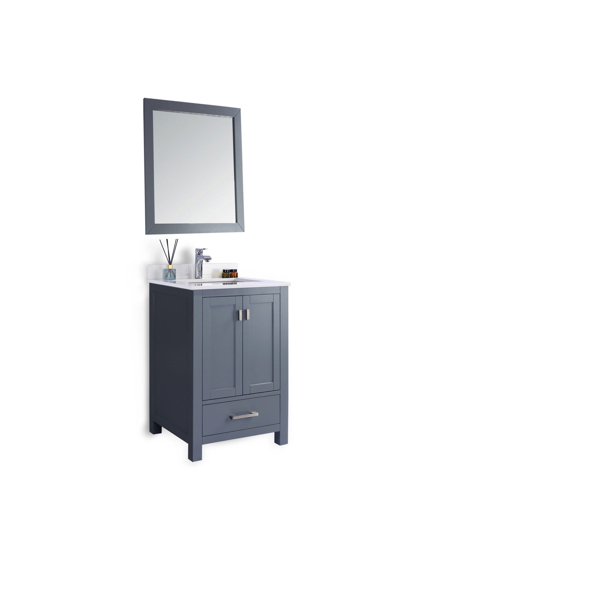 Wilson 24" Grey Bathroom Vanity with White Quartz Countertop