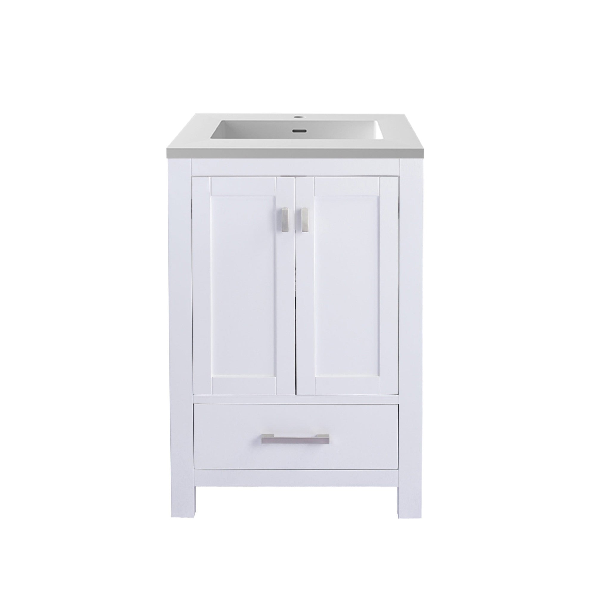 Wilson 24" White Bathroom Vanity with Matte White VIVA Stone Solid Surface Countertop