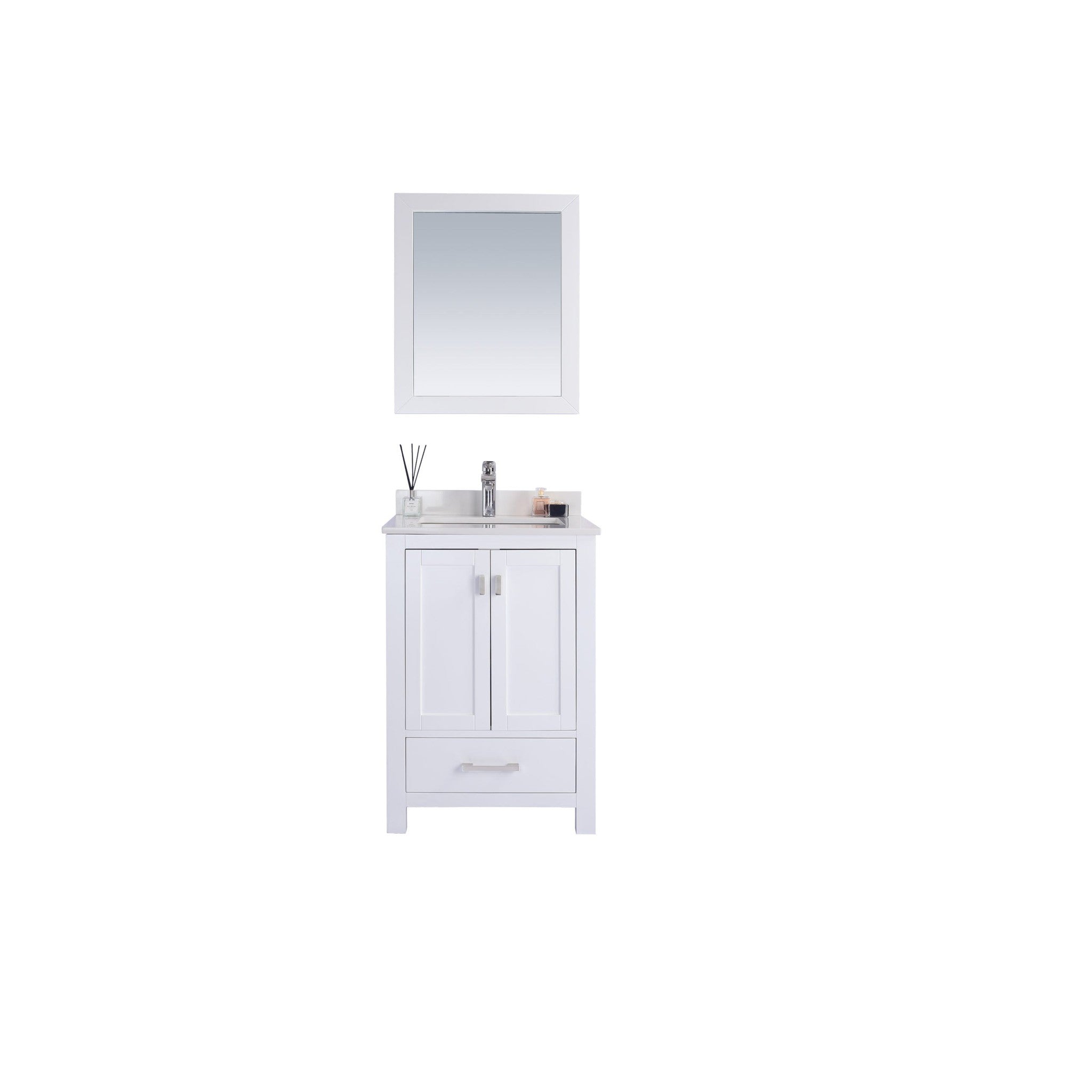 Wilson 24" White Bathroom Vanity with White Quartz Countertop