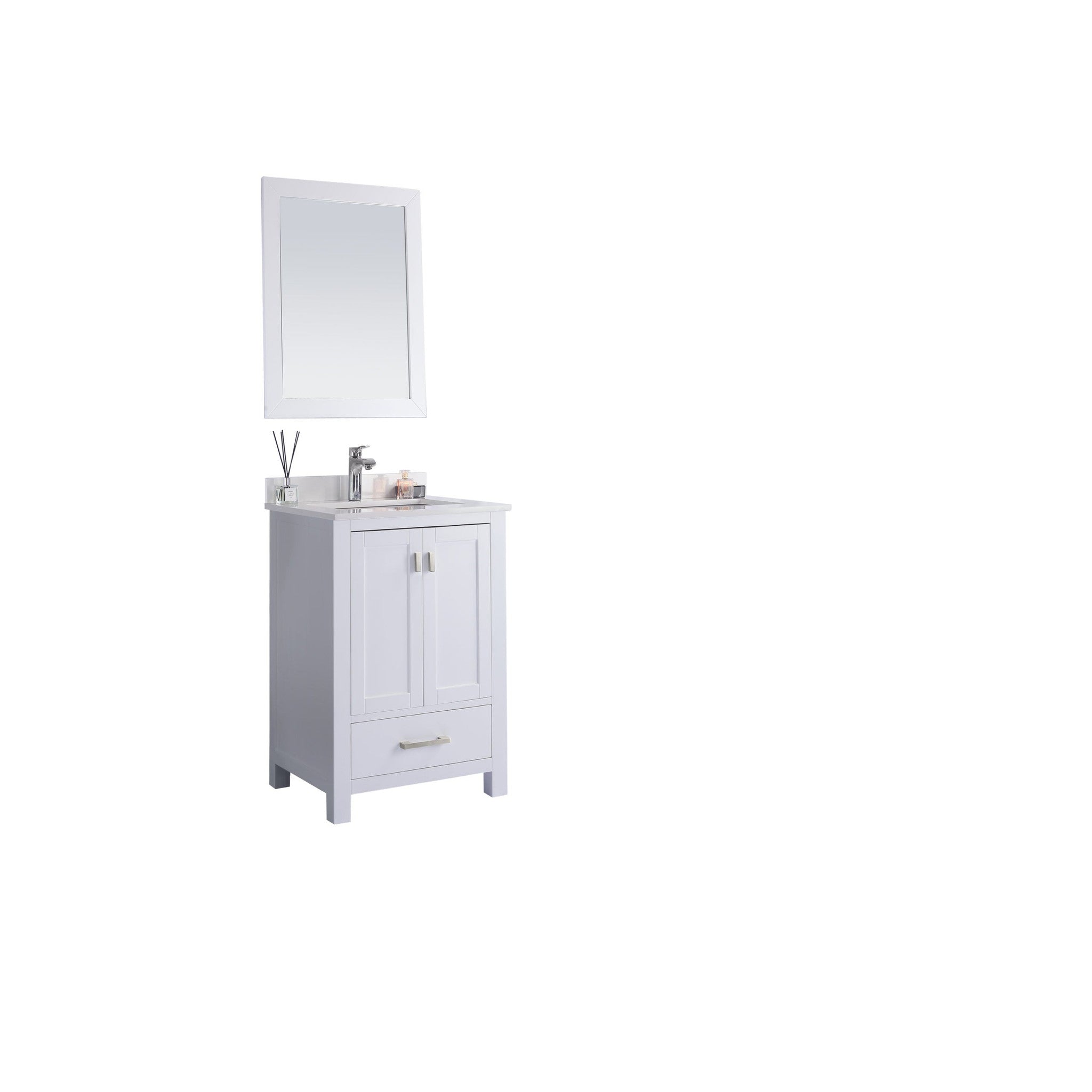 Wilson 24" White Bathroom Vanity with White Quartz Countertop