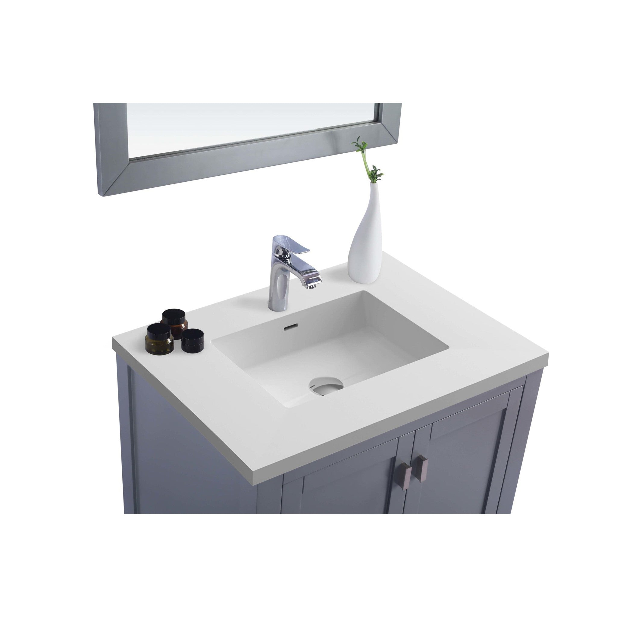 Wilson 30" Grey Bathroom Vanity with Matte White VIVA Stone Solid Surface Countertop