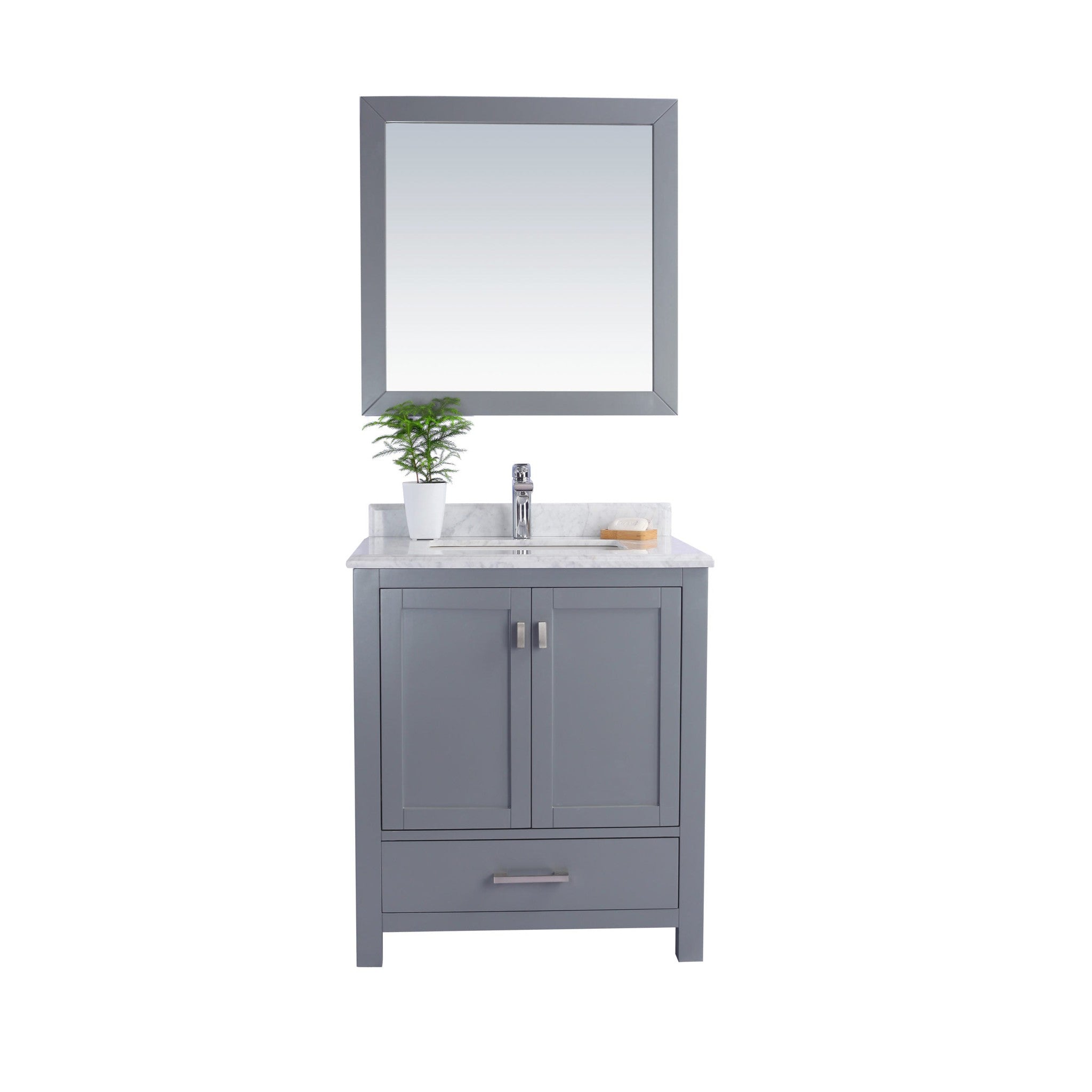 Wilson 30" Grey Bathroom Vanity with White Carrara Marble Countertop