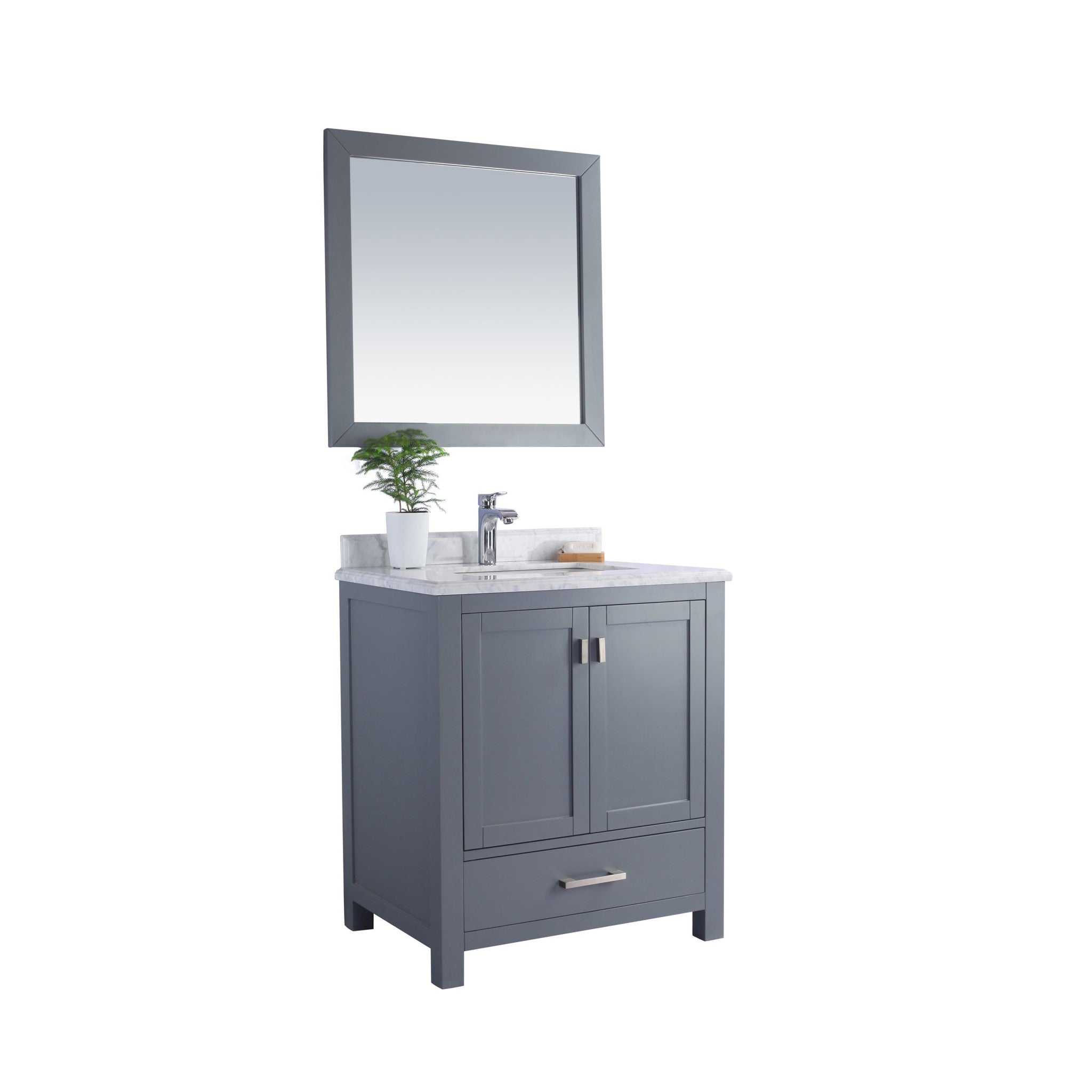 Wilson 30" Grey Bathroom Vanity with White Carrara Marble Countertop