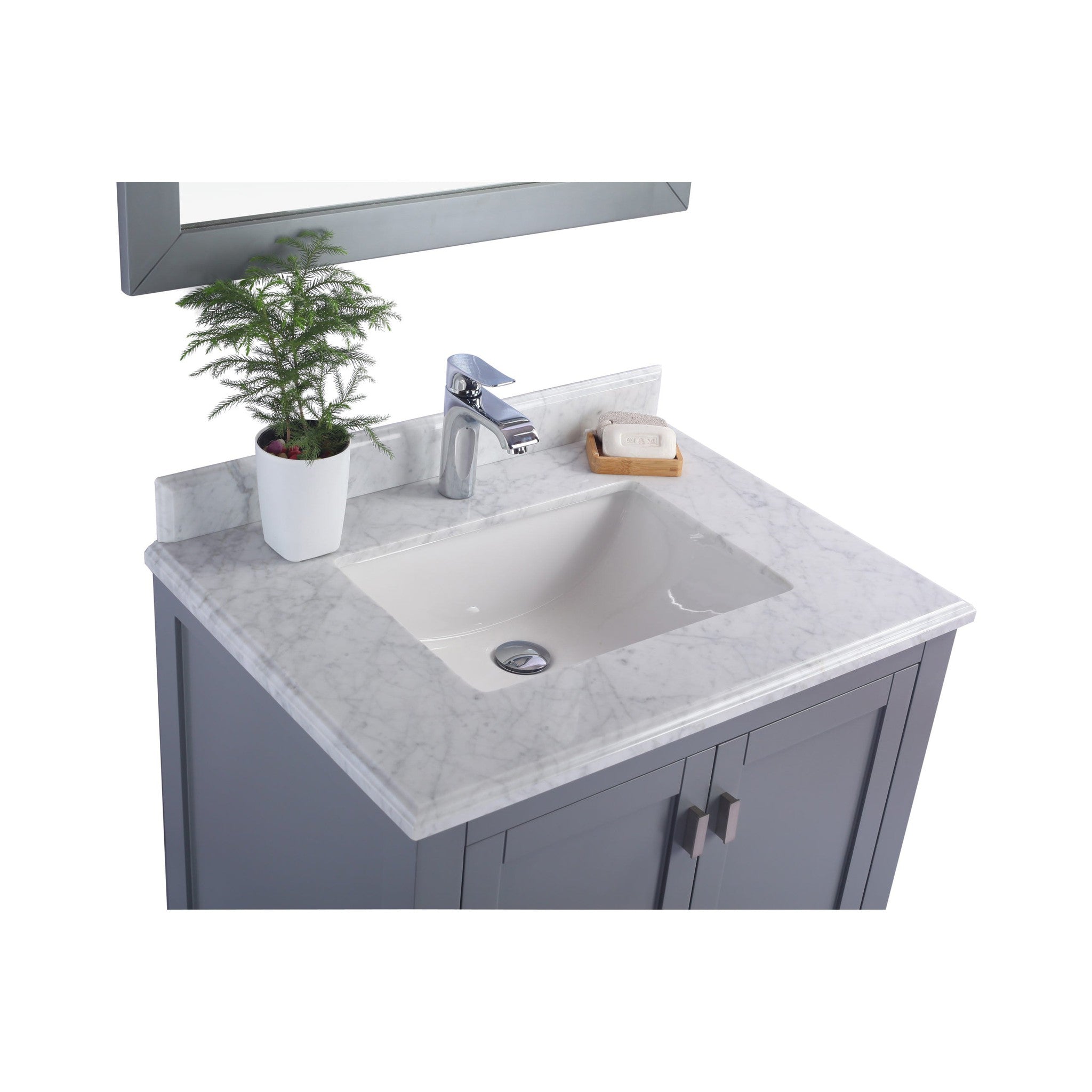 Wilson 30" Grey Bathroom Vanity with White Carrara Marble Countertop