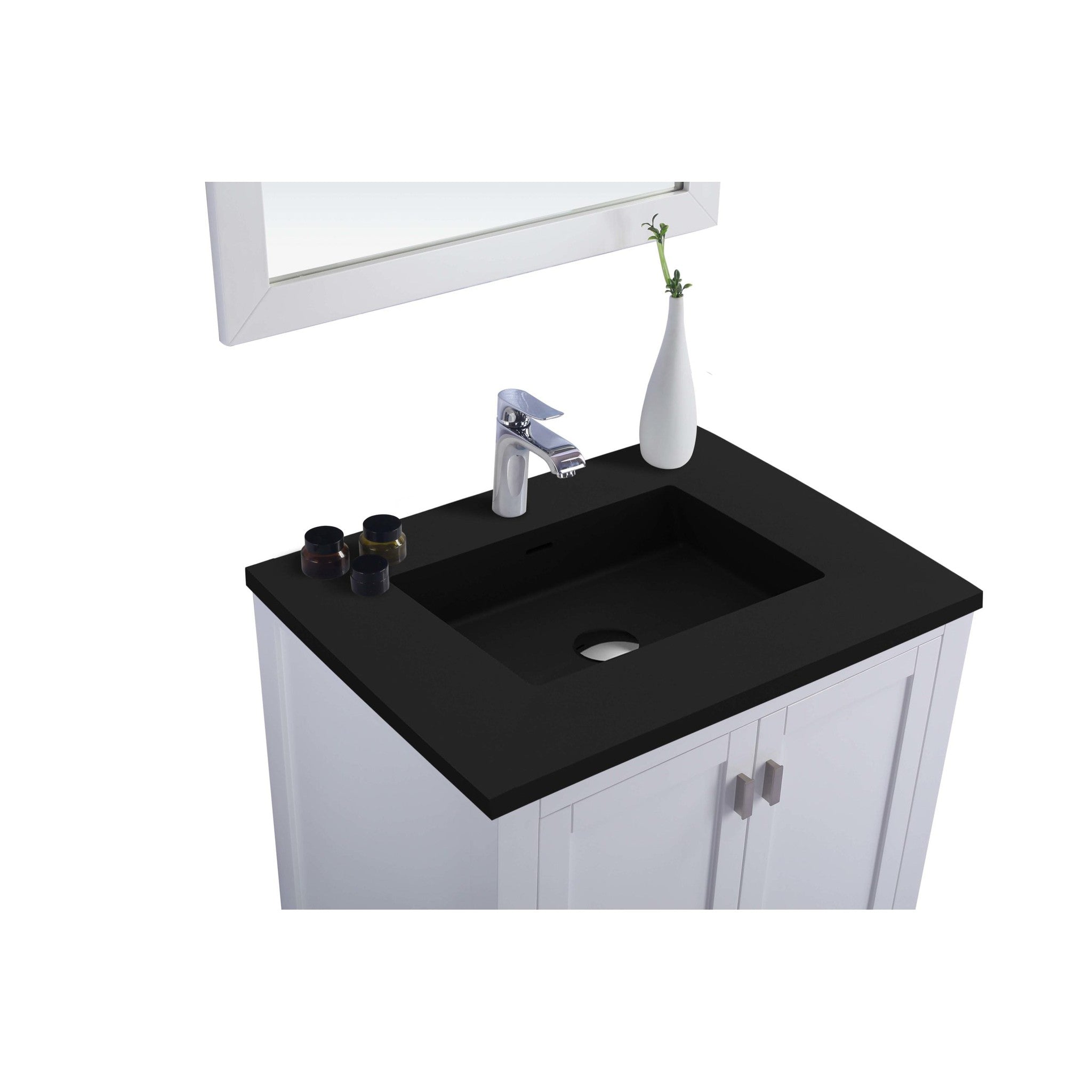 Wilson 30" White Bathroom Vanity with Matte Black VIVA Stone Solid Surface Countertop