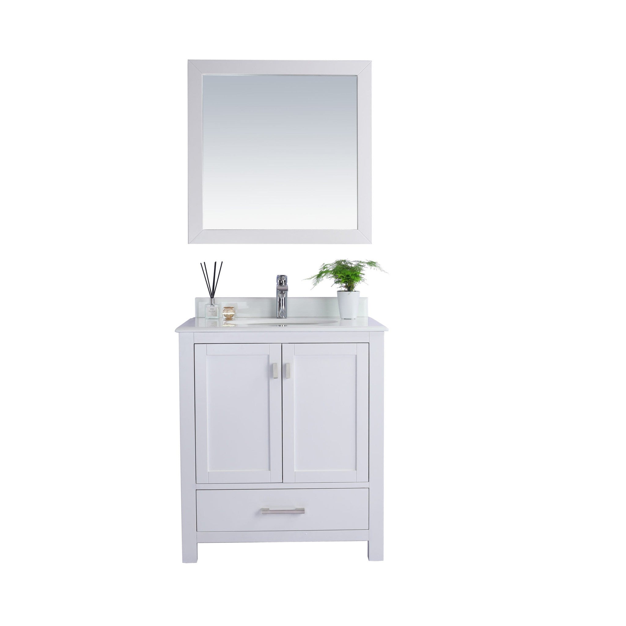 Wilson 30" White Bathroom Vanity with Pure White Phoenix Stone Countertop