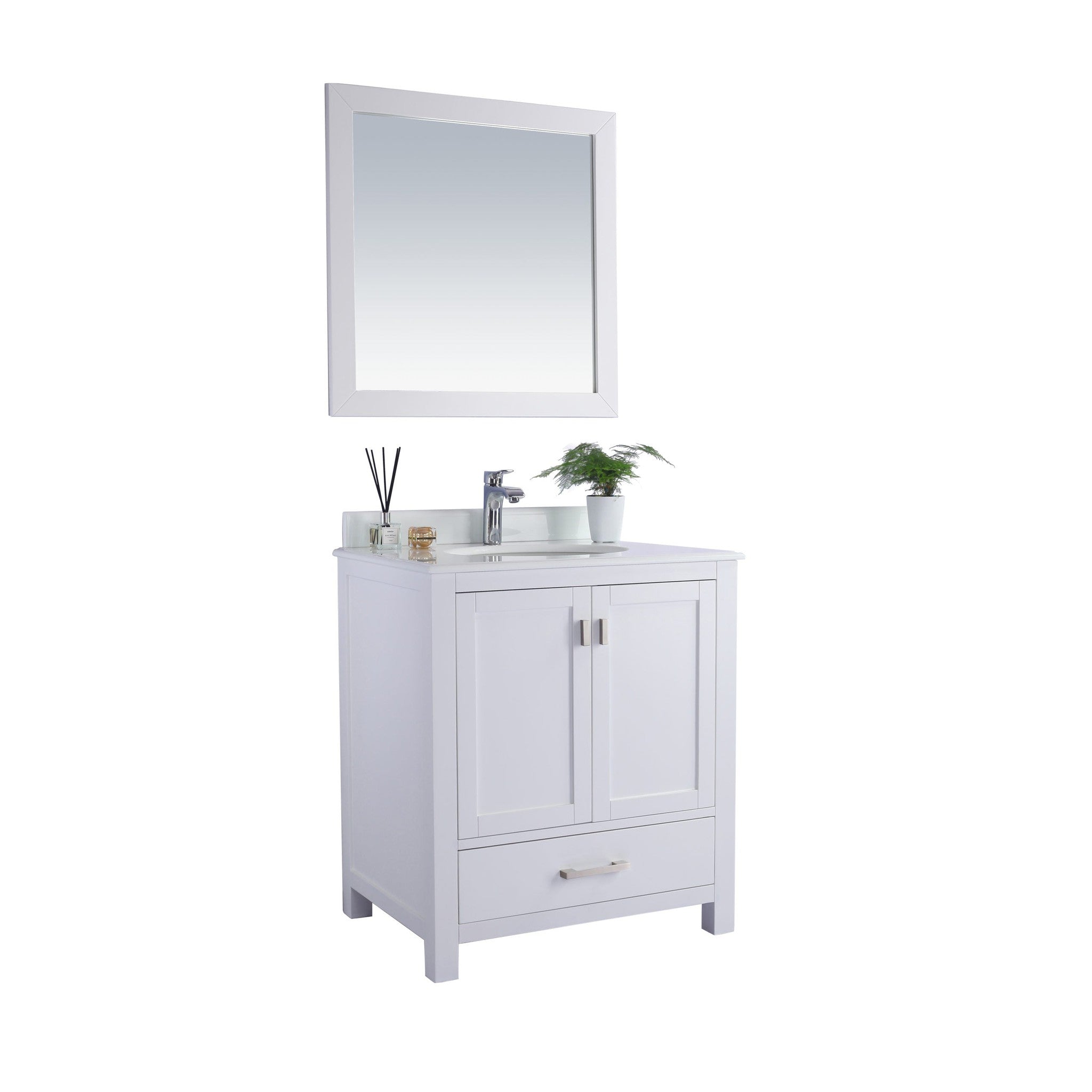 Wilson 30" White Bathroom Vanity with Pure White Phoenix Stone Countertop