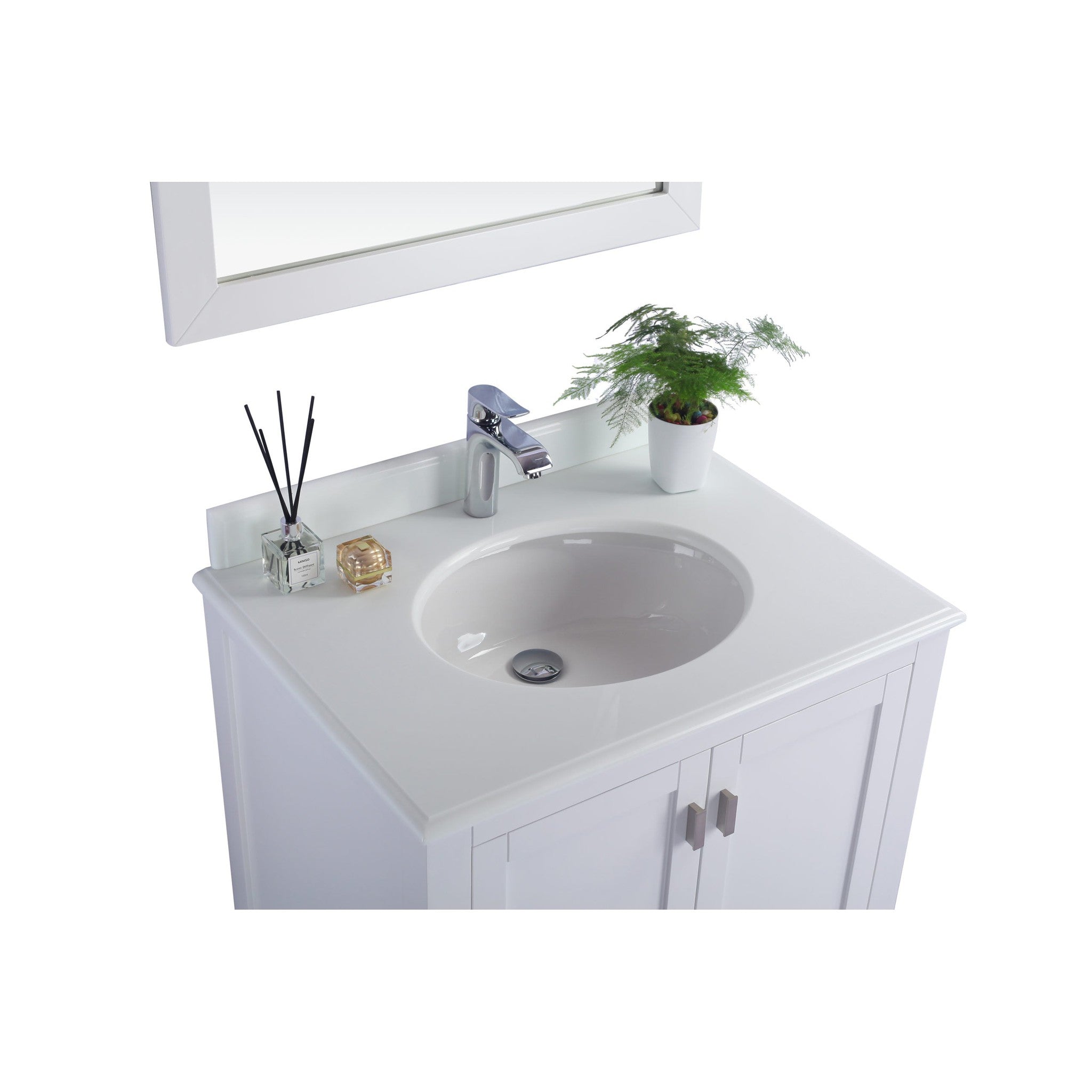 Wilson 30" White Bathroom Vanity with Pure White Phoenix Stone Countertop