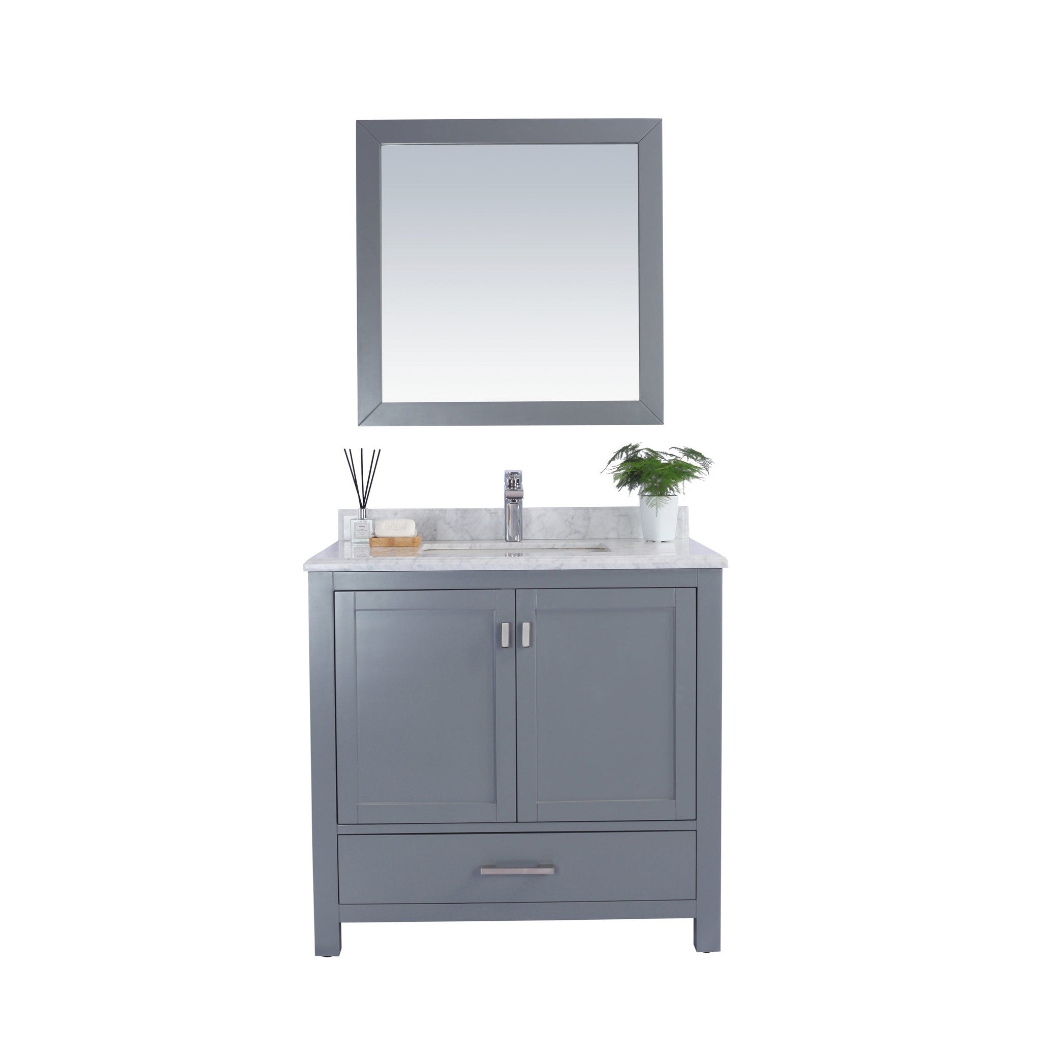 Wilson 36" Grey Bathroom Vanity with White Carrara Marble Countertop