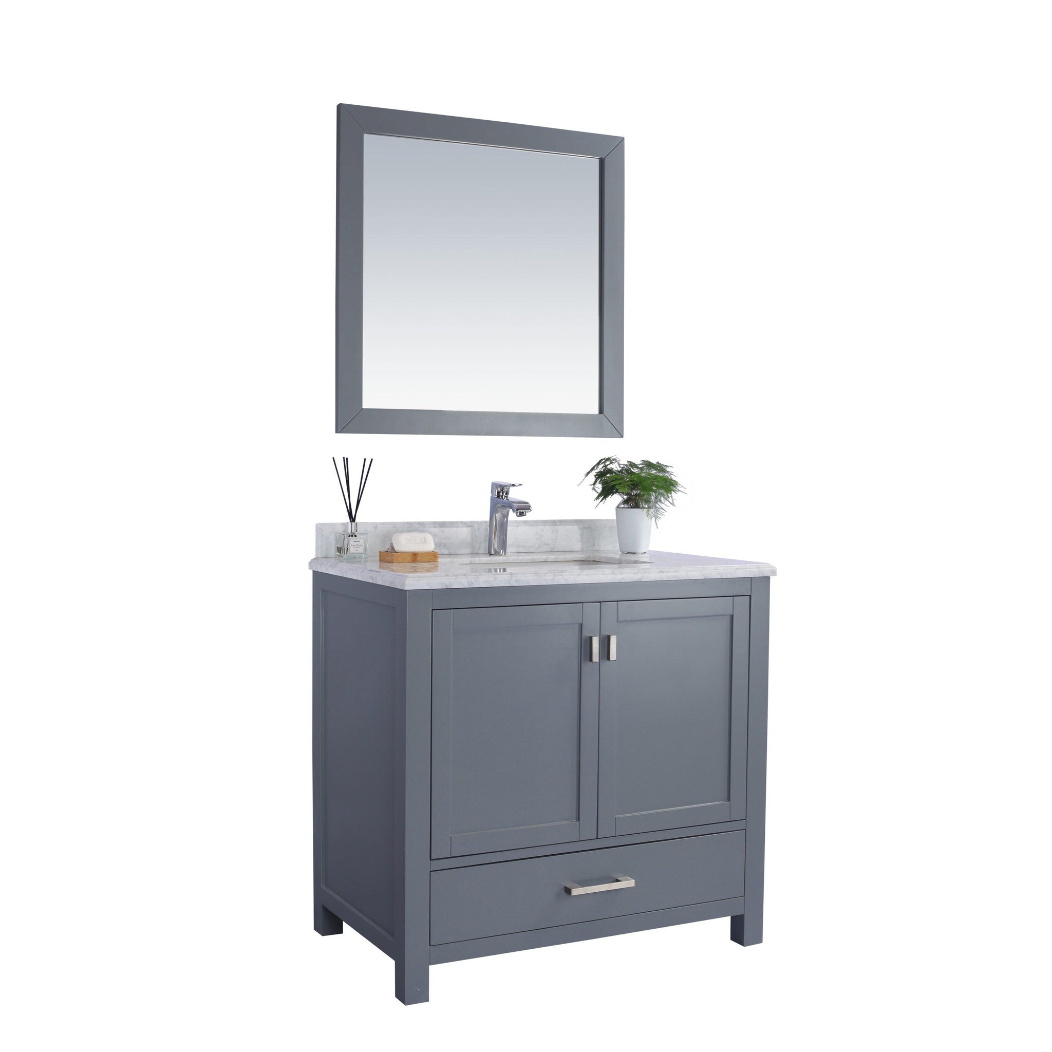 Wilson 36" Grey Bathroom Vanity with White Carrara Marble Countertop