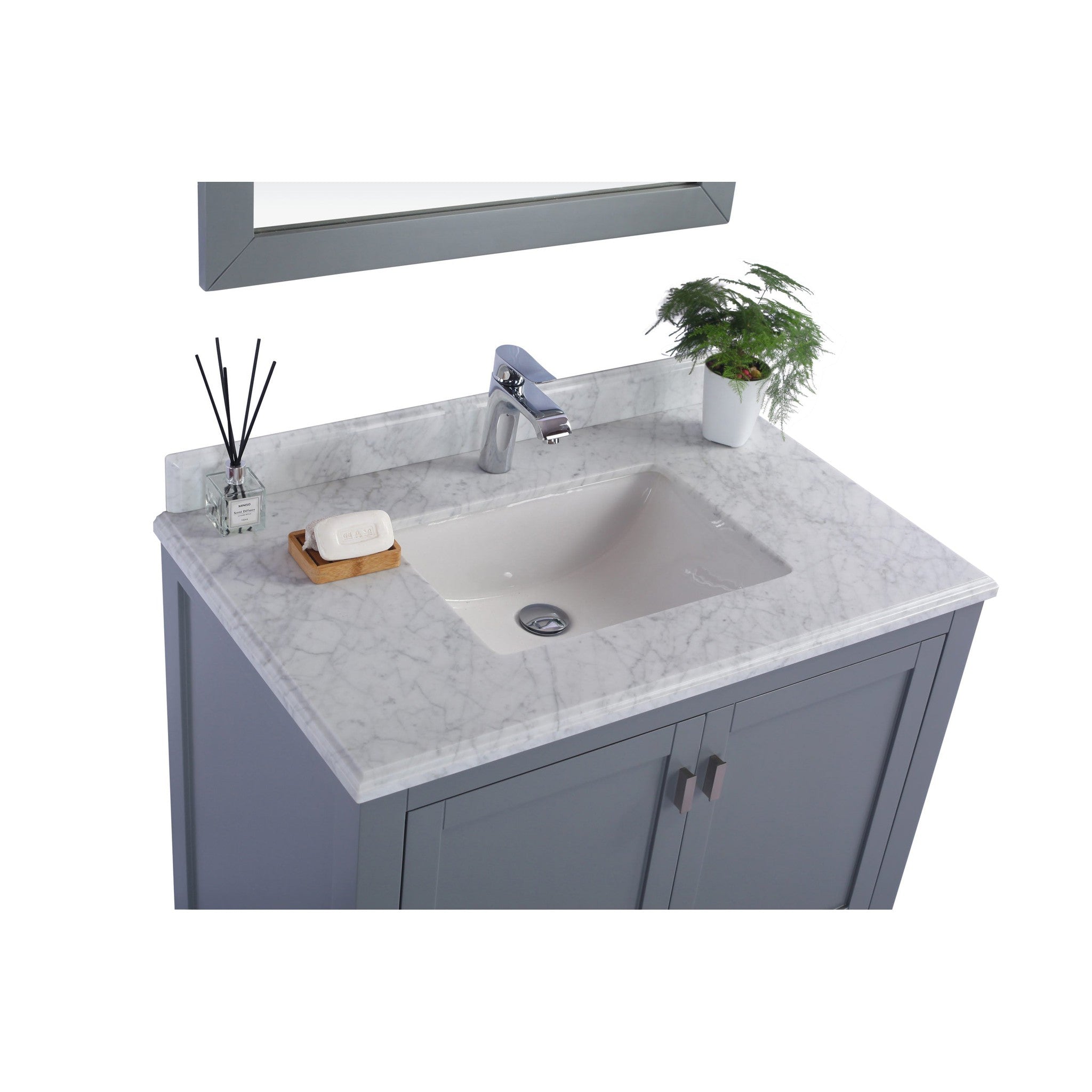 Wilson 36" Grey Bathroom Vanity with White Carrara Marble Countertop