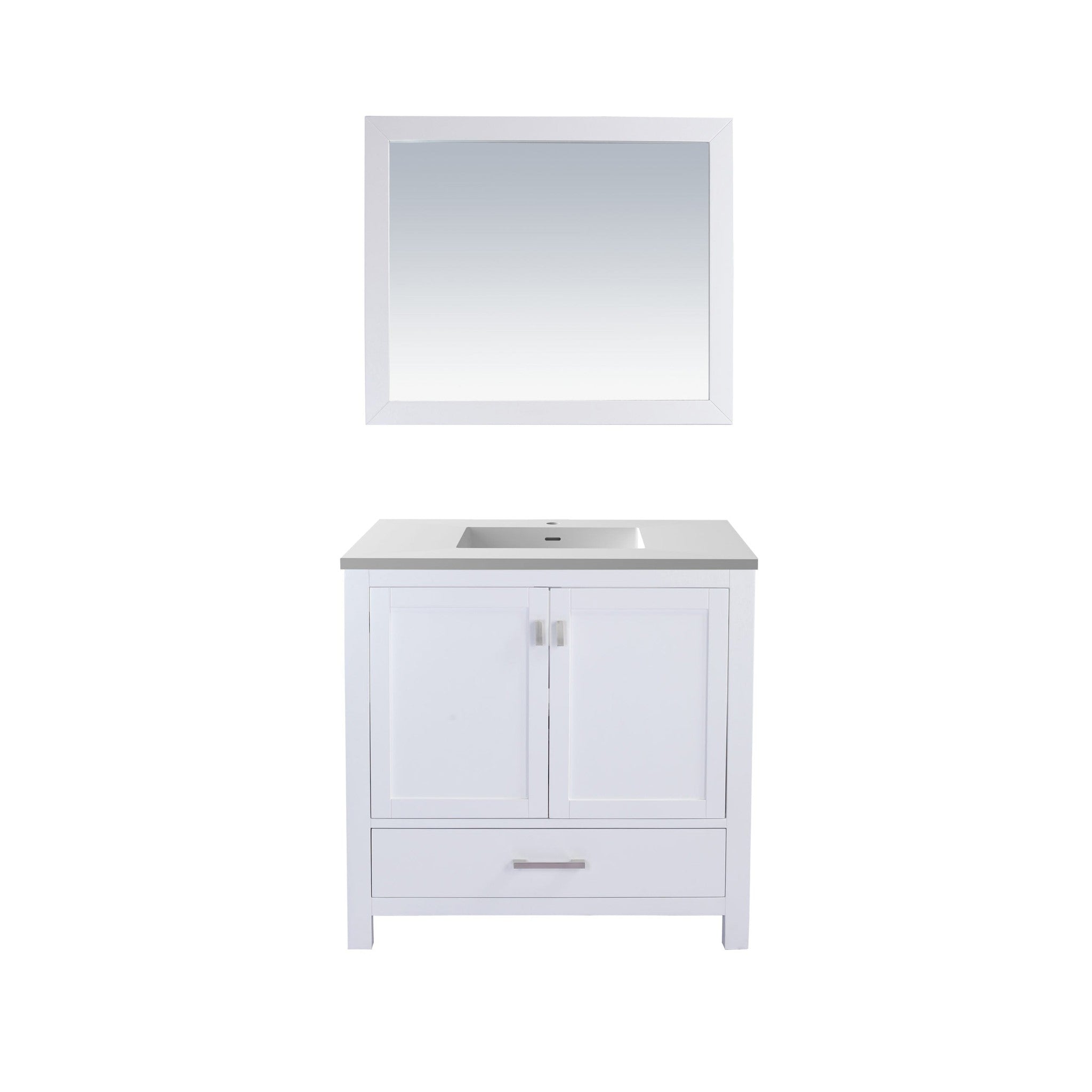 Wilson 36" White Bathroom Vanity with Matte White VIVA Stone Solid Surface Countertop