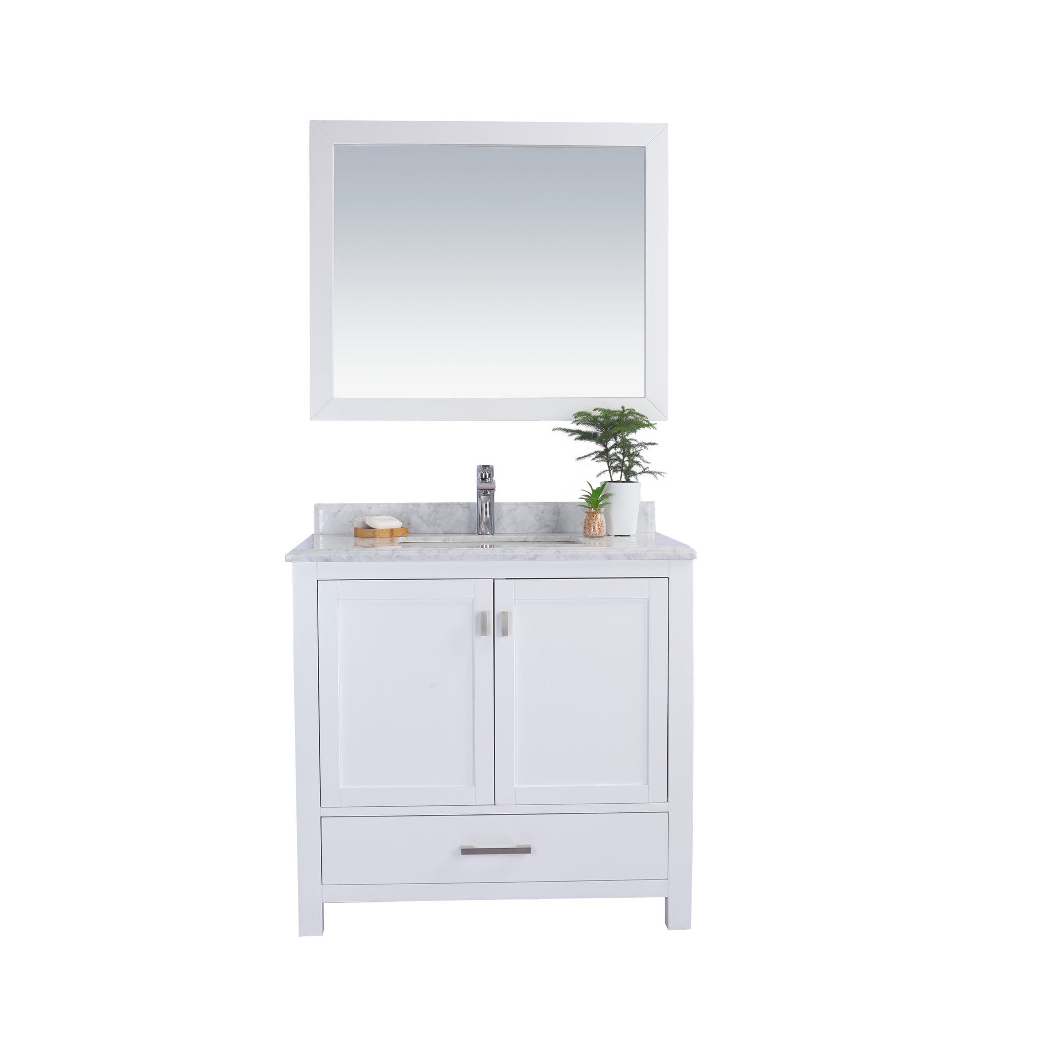 Wilson 36" White Bathroom Vanity with White Carrara Marble Countertop