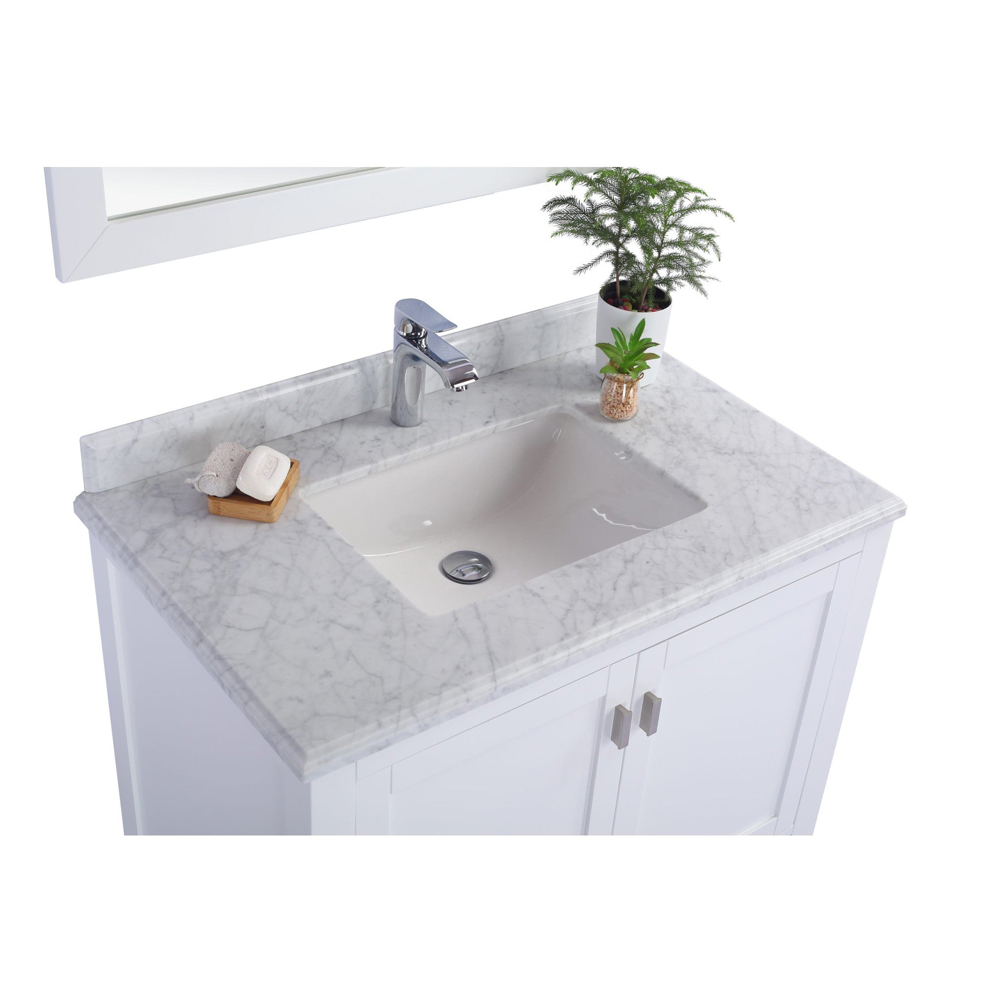 Wilson 36" White Bathroom Vanity with White Carrara Marble Countertop