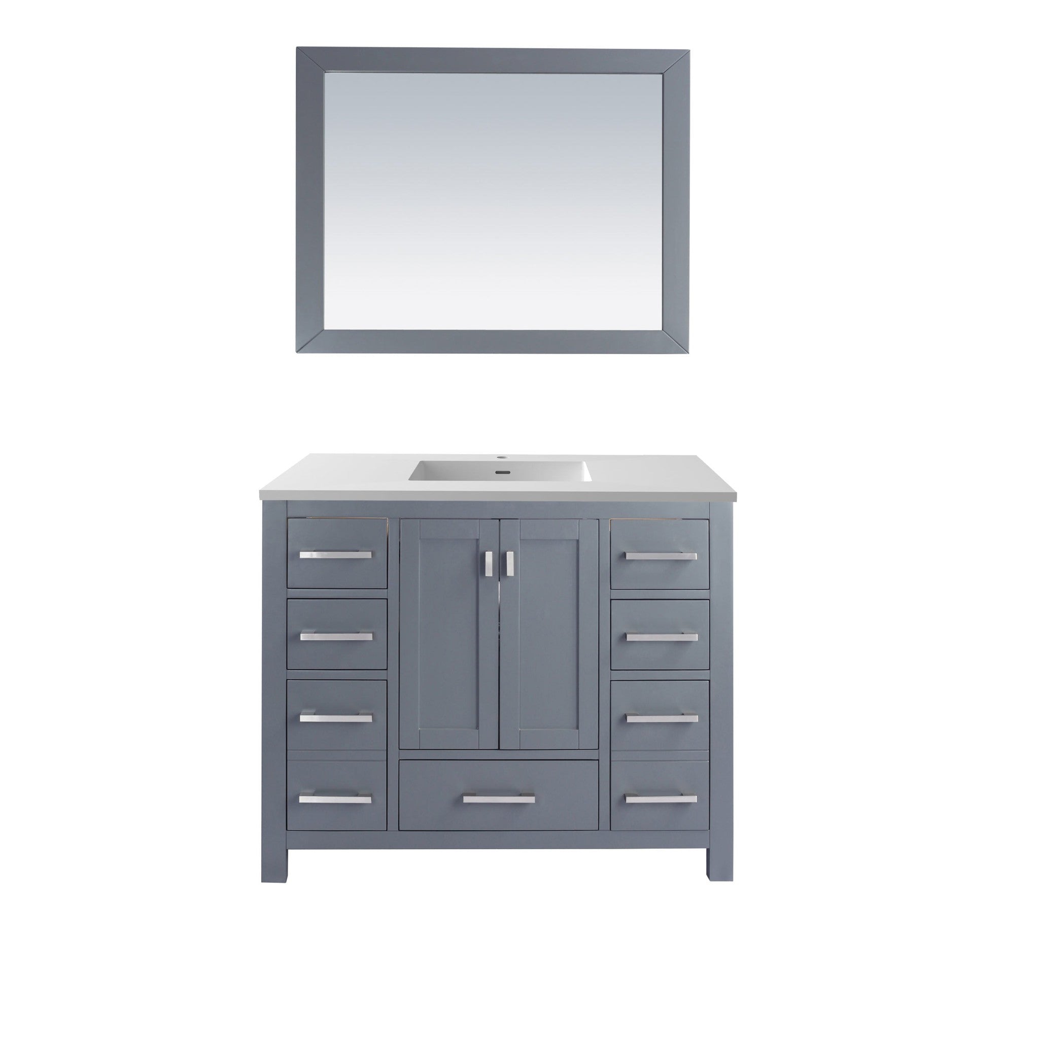 Wilson 42" Grey Bathroom Vanity with Matte White VIVA Stone Solid Surface Countertop