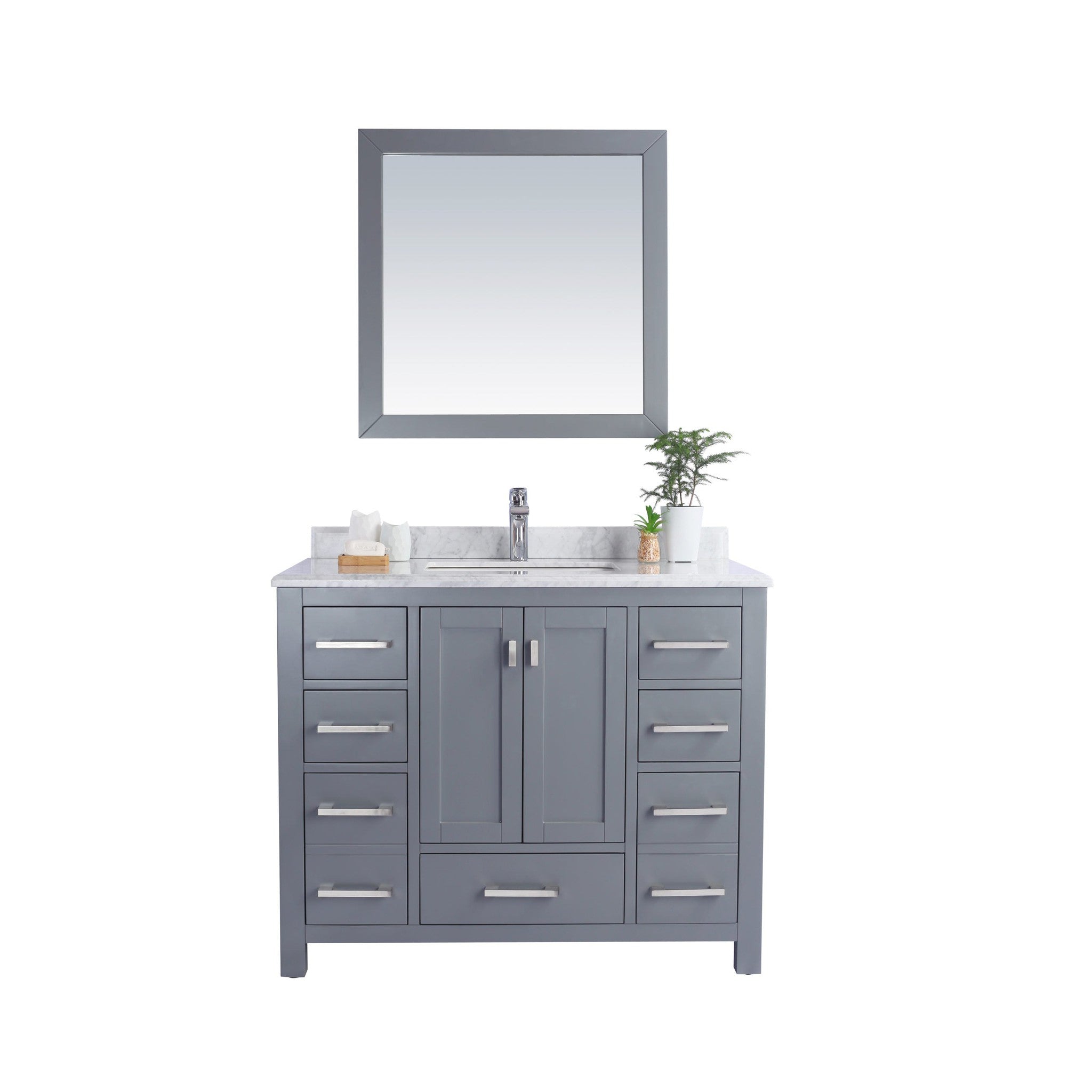 Wilson 42" Grey Bathroom Vanity with White Carrara Marble Countertop