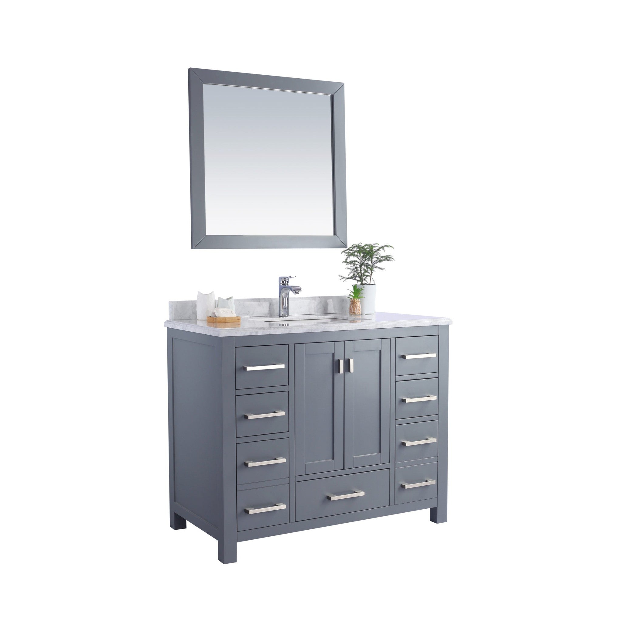 Wilson 42" Grey Bathroom Vanity with White Carrara Marble Countertop