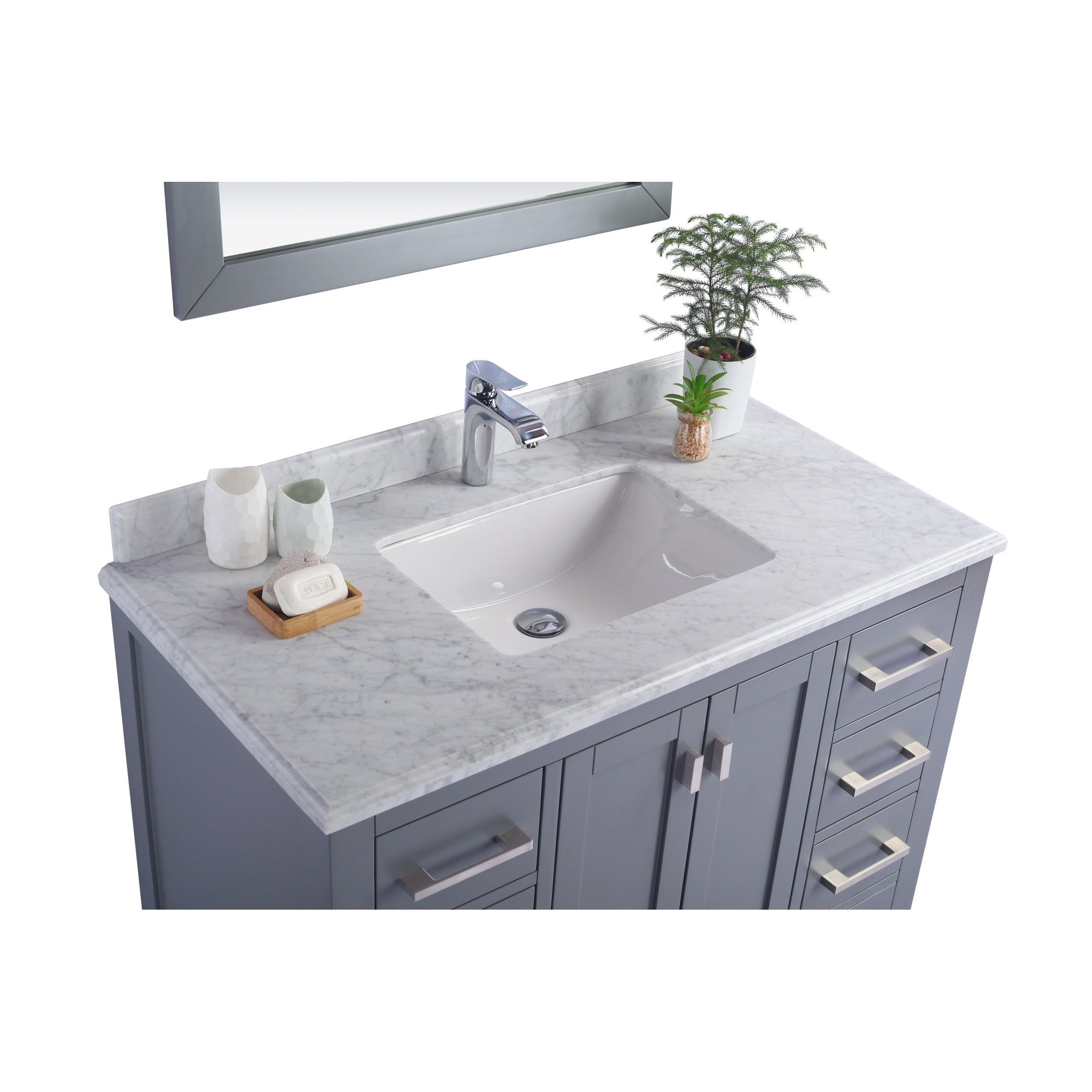 Wilson 42" Grey Bathroom Vanity with White Carrara Marble Countertop