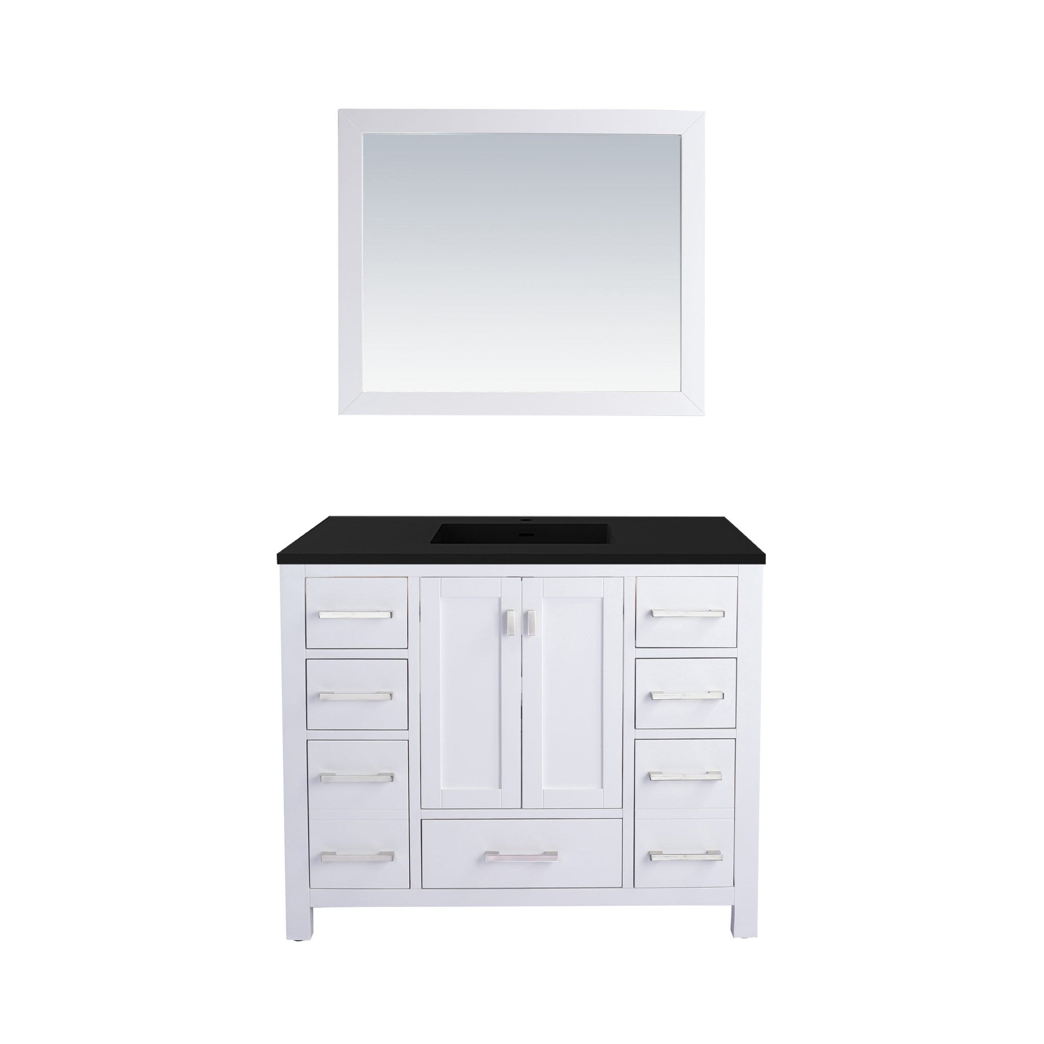 Wilson 42" White Bathroom Vanity with Matte Black VIVA Stone Solid Surface Countertop