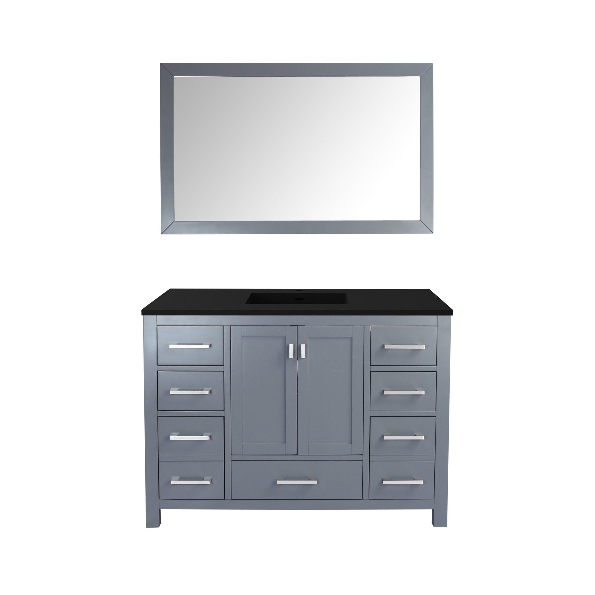 Wilson 48" Grey Bathroom Vanity with Matte Black VIVA Stone Solid Surface Countertop