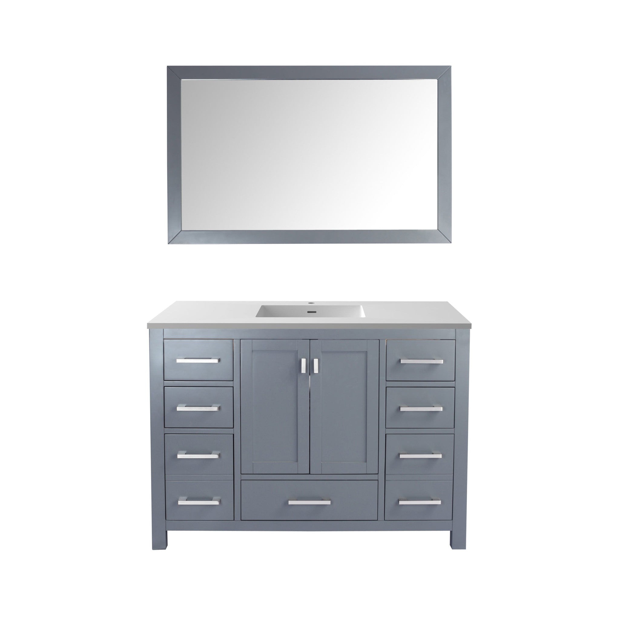 Wilson 48" Grey Bathroom Vanity with Matte White VIVA Stone Solid Surface Countertop