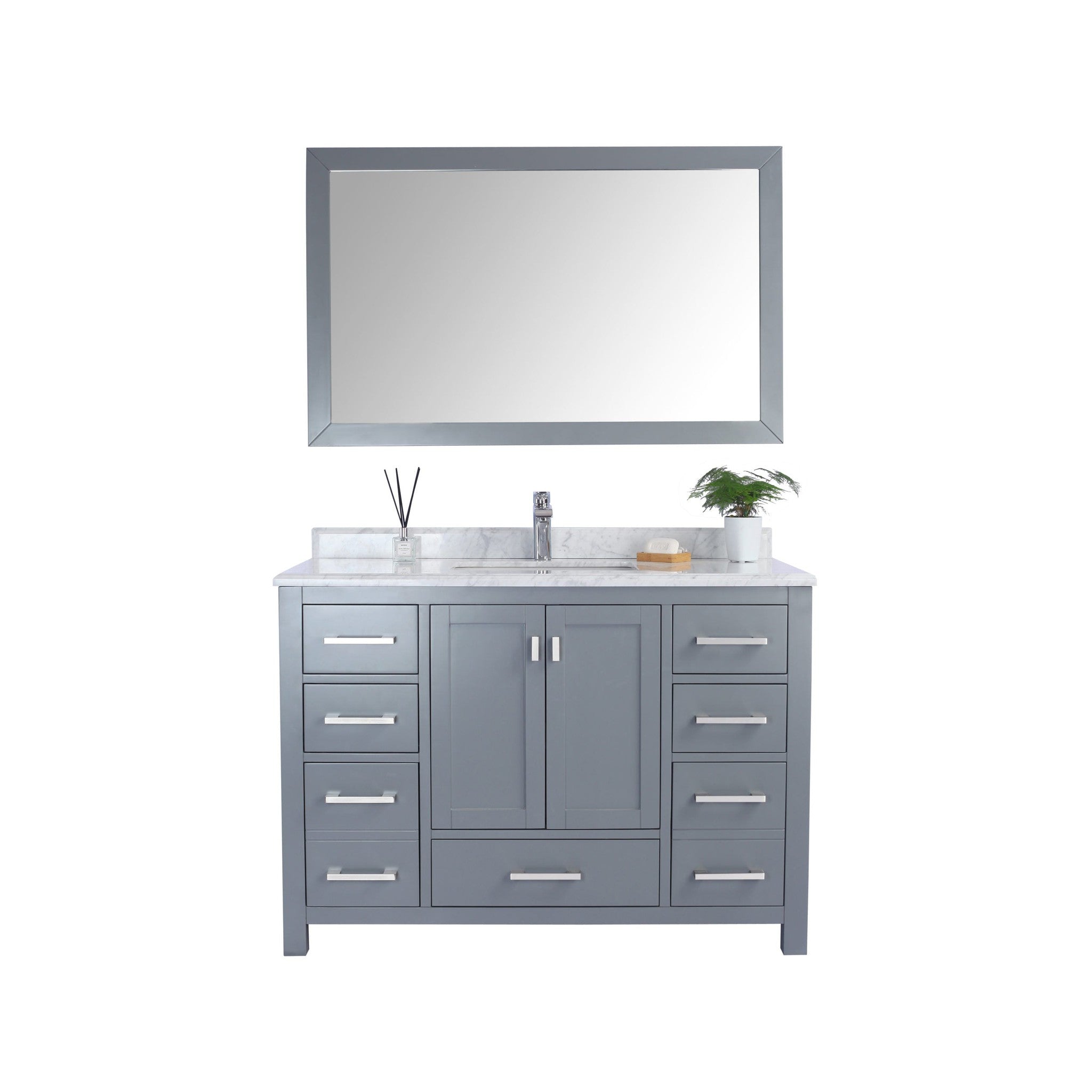 Wilson 48" Grey Bathroom Vanity with White Carrara Marble Countertop