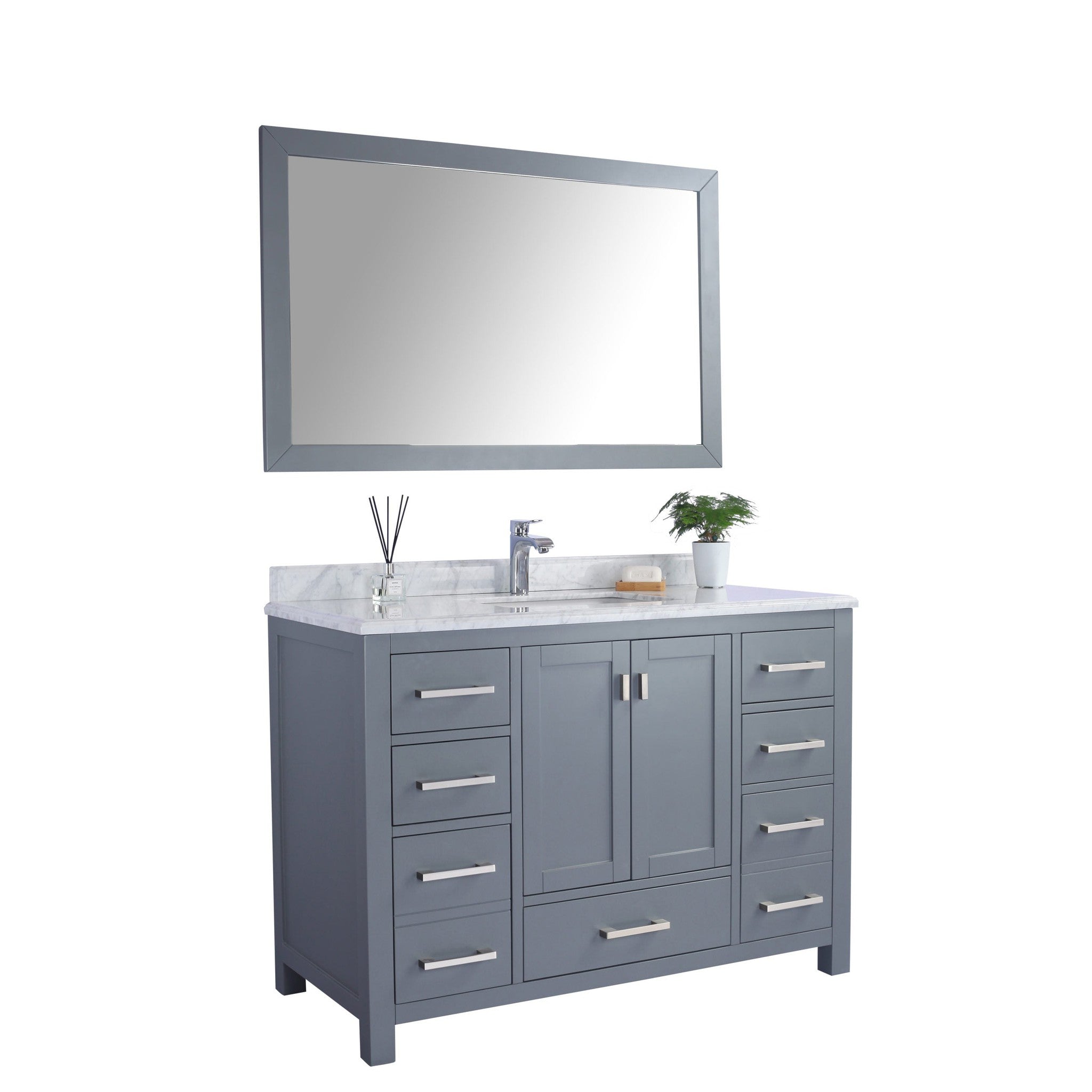 Wilson 48" Grey Bathroom Vanity with White Carrara Marble Countertop