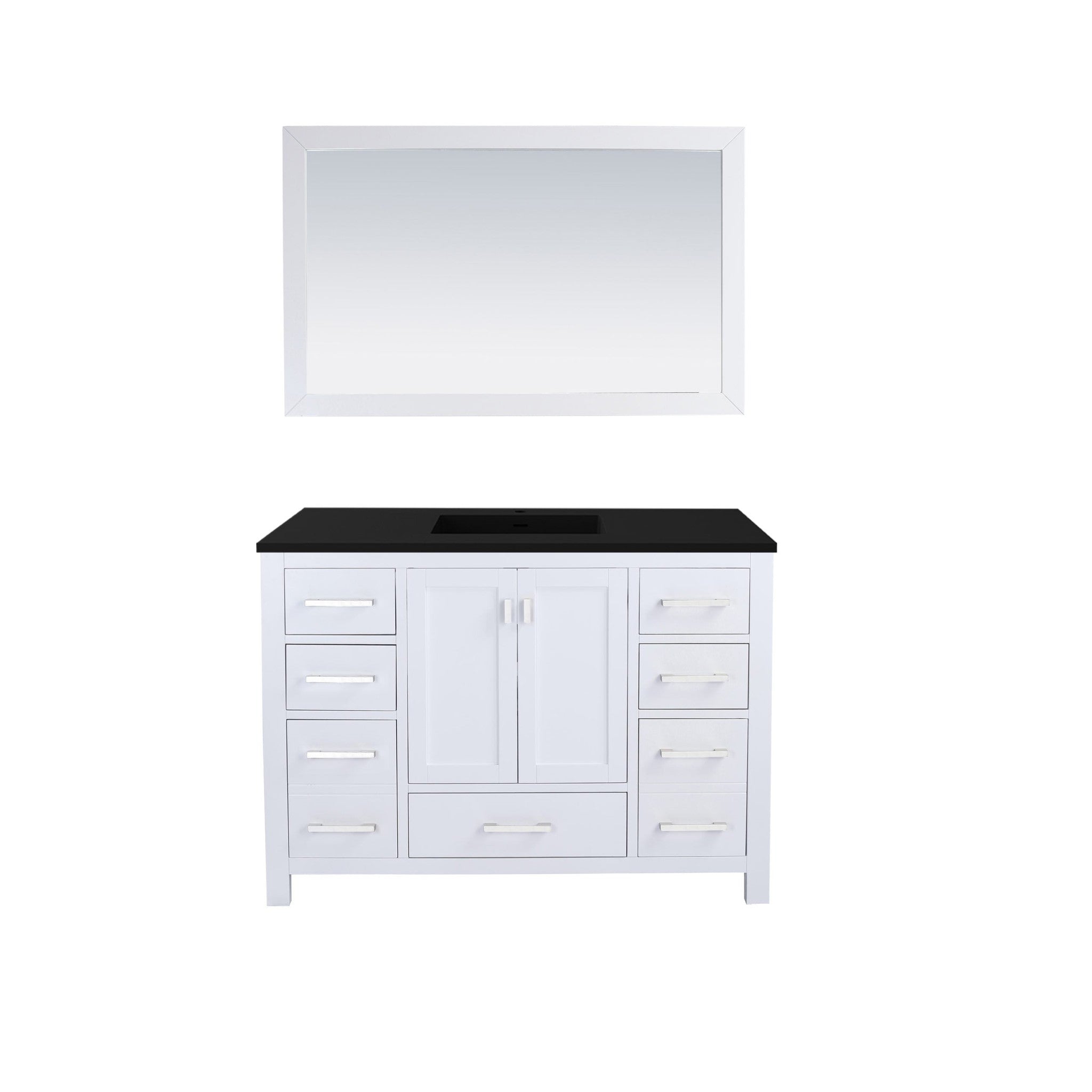 Wilson 48" White Bathroom Vanity with Matte Black VIVA Stone Solid Surface Countertop