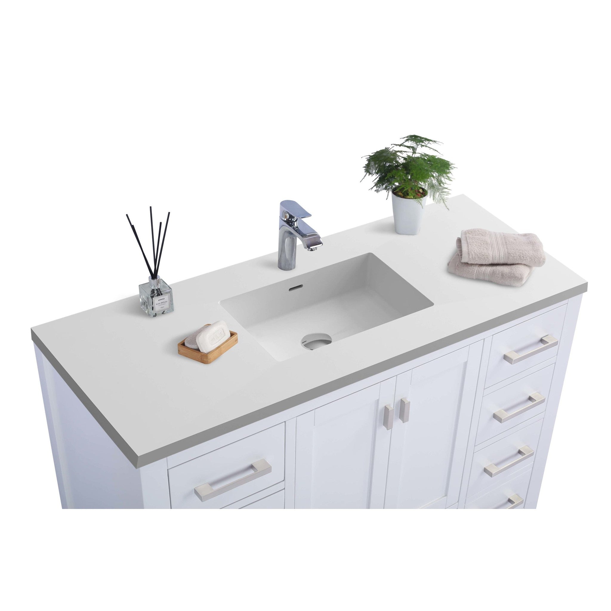 Wilson 48" White Bathroom Vanity with Matte White VIVA Stone Solid Surface Countertop