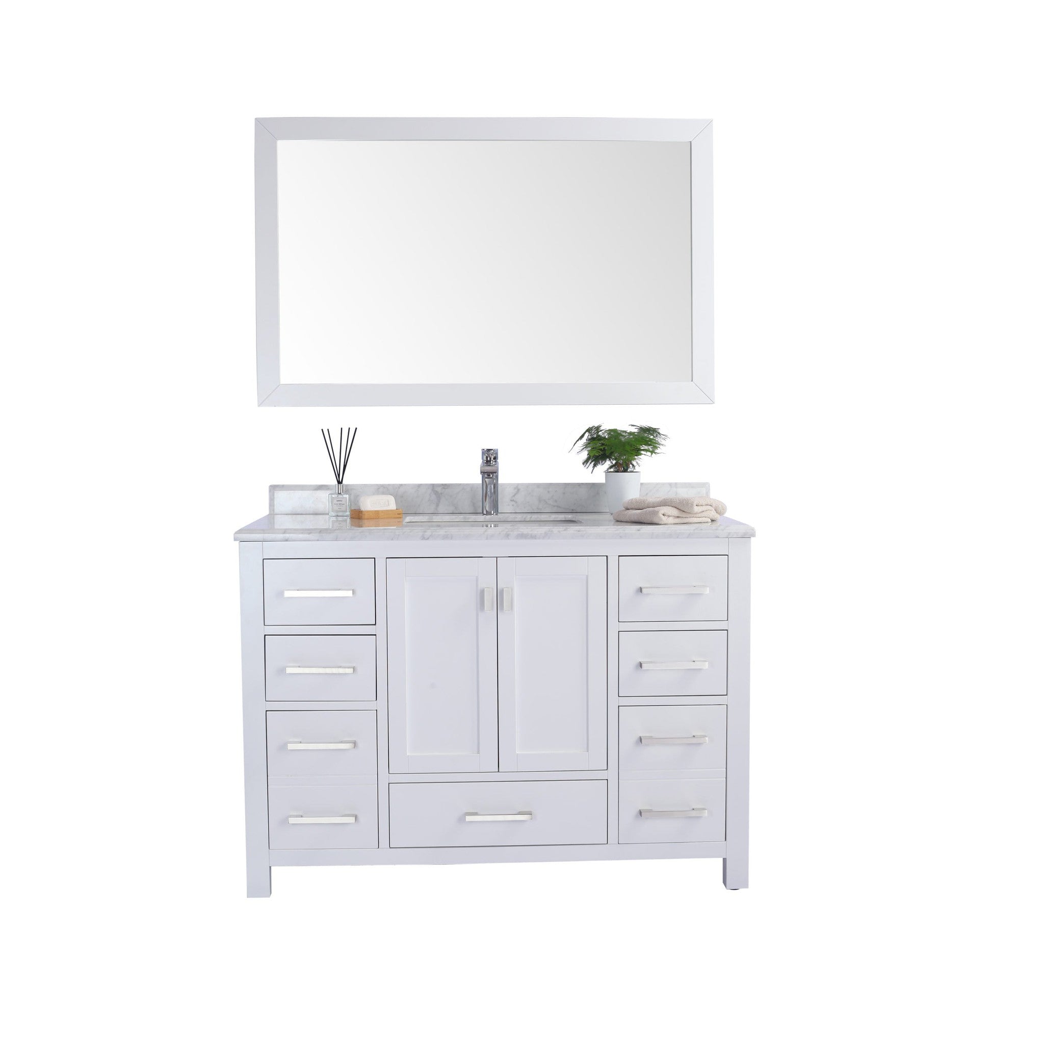 Wilson 48" White Bathroom Vanity with White Carrara Marble Countertop