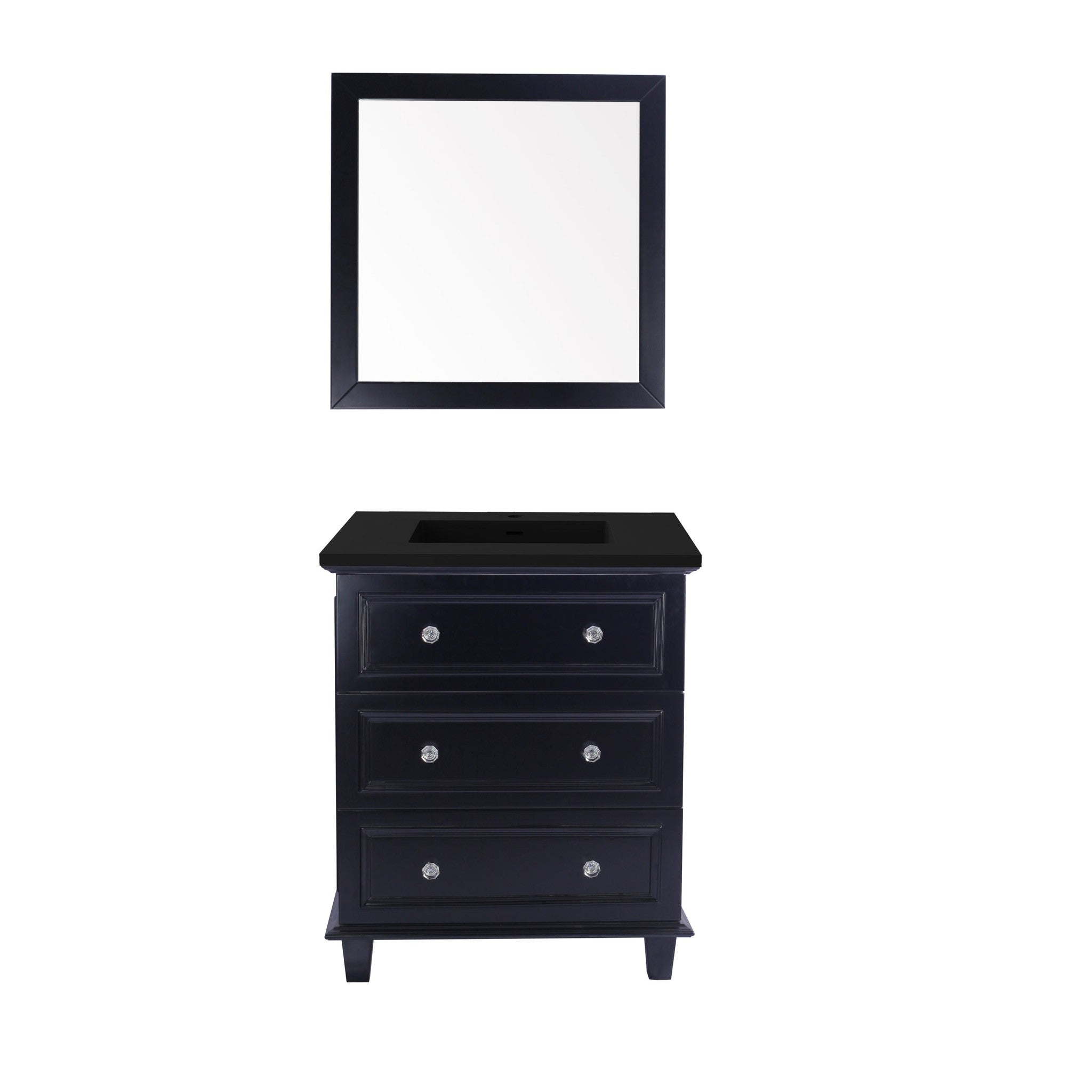 Luna 30" Espresso Bathroom Vanity with Matte Black VIVA Stone Solid Surface Countertop