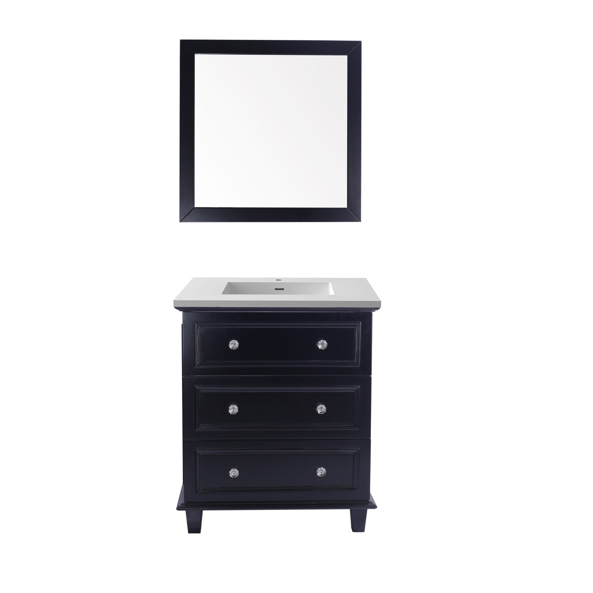 Luna 30" Espresso Bathroom Vanity with Matte White VIVA Stone Solid Surface Countertop