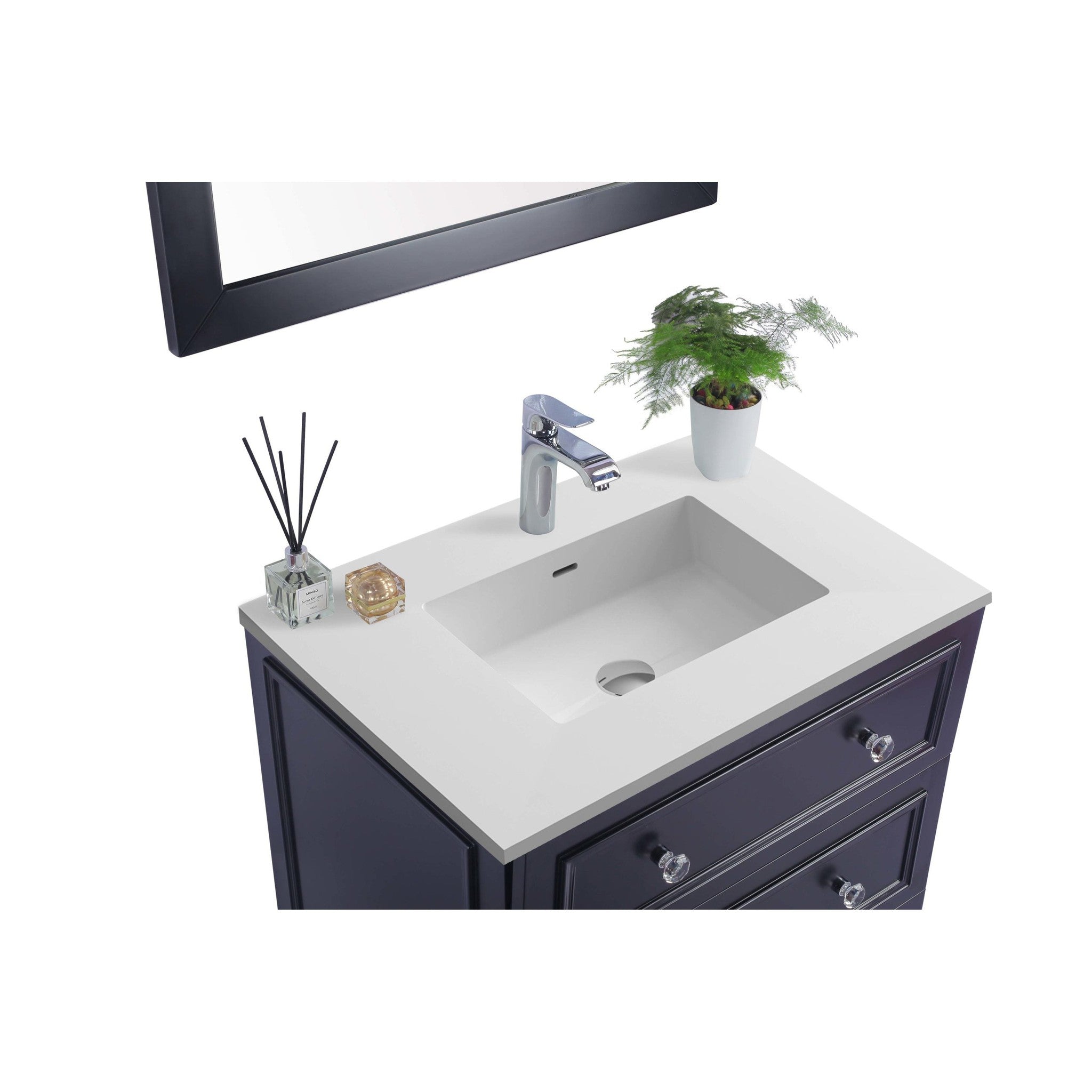 Luna 30" Espresso Bathroom Vanity with Matte White VIVA Stone Solid Surface Countertop