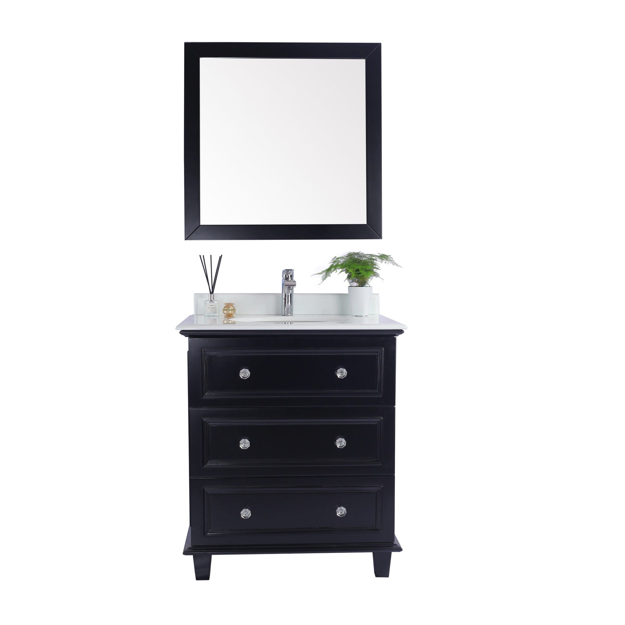 Luna 30" Espresso Bathroom Vanity with Pure White Phoenix Stone Countertop