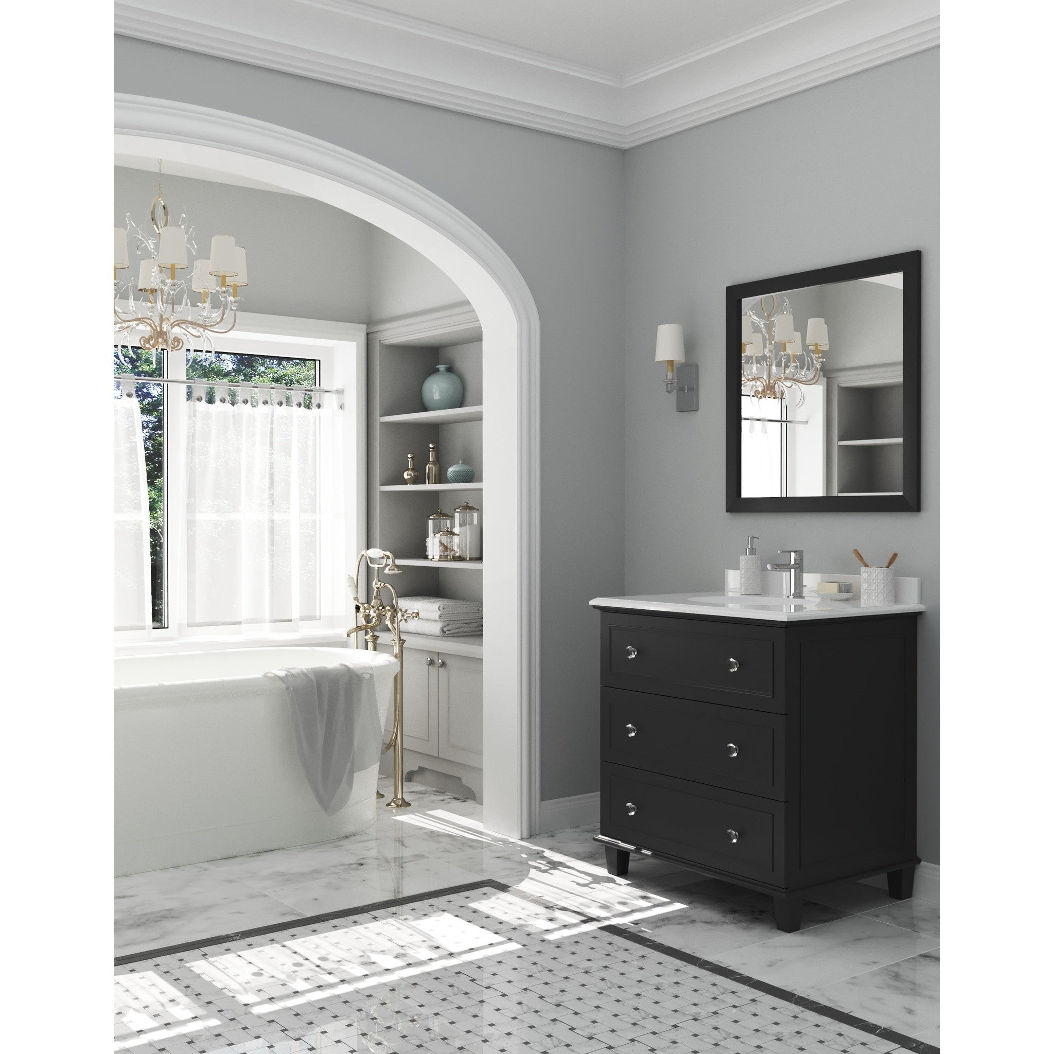 Luna 30" Espresso Bathroom Vanity with Pure White Phoenix Stone Countertop